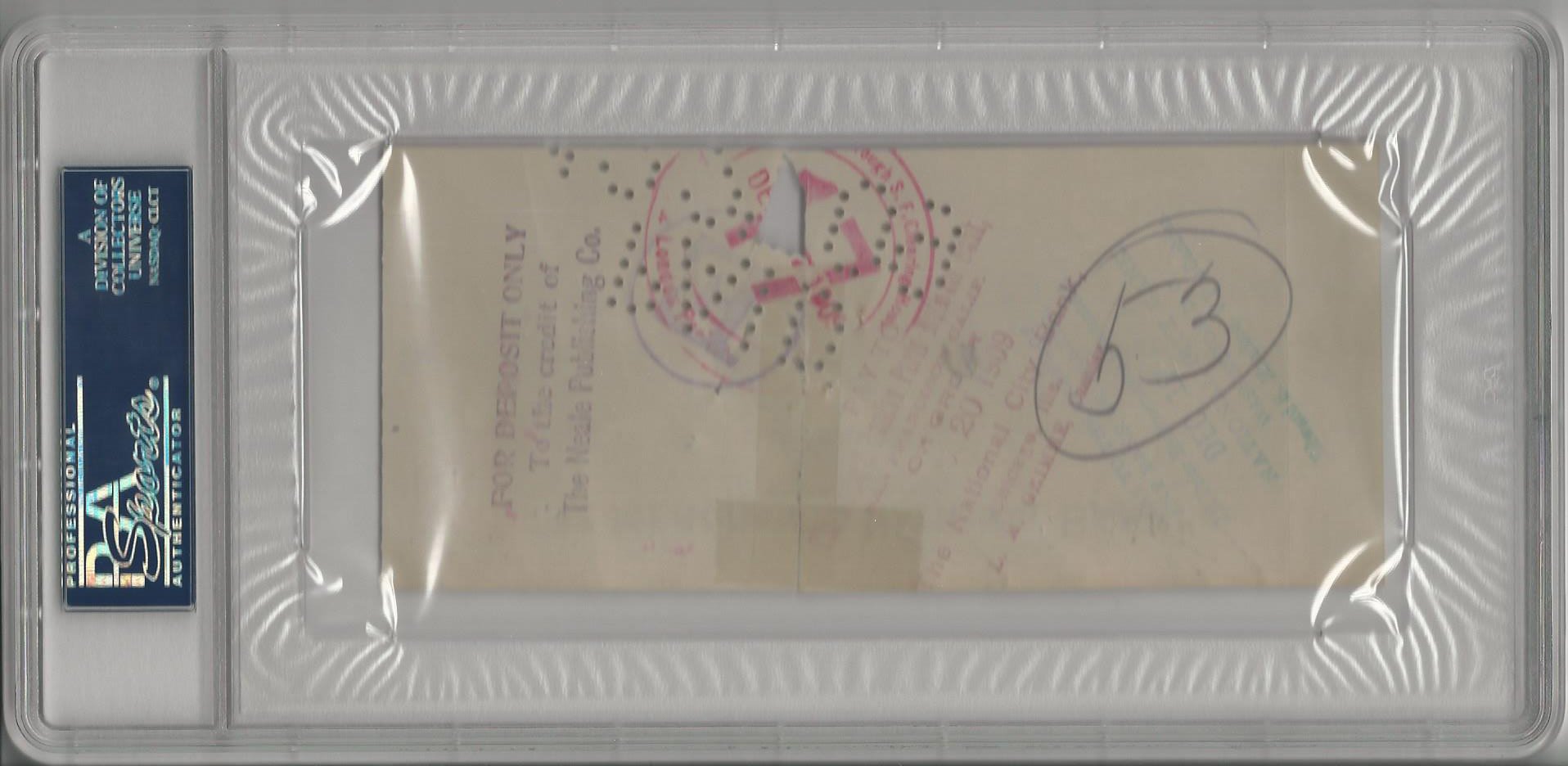 Jack London Authentic Signed 2.75X6.25 Dec. 11 1909 Check PSA/DNA Slabbed