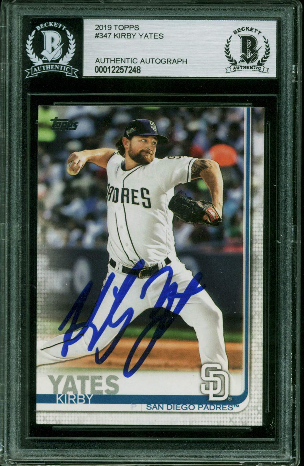 Padres Kirby Yates Authentic Signed 2019 Topps #347 Card BAS Slabbed