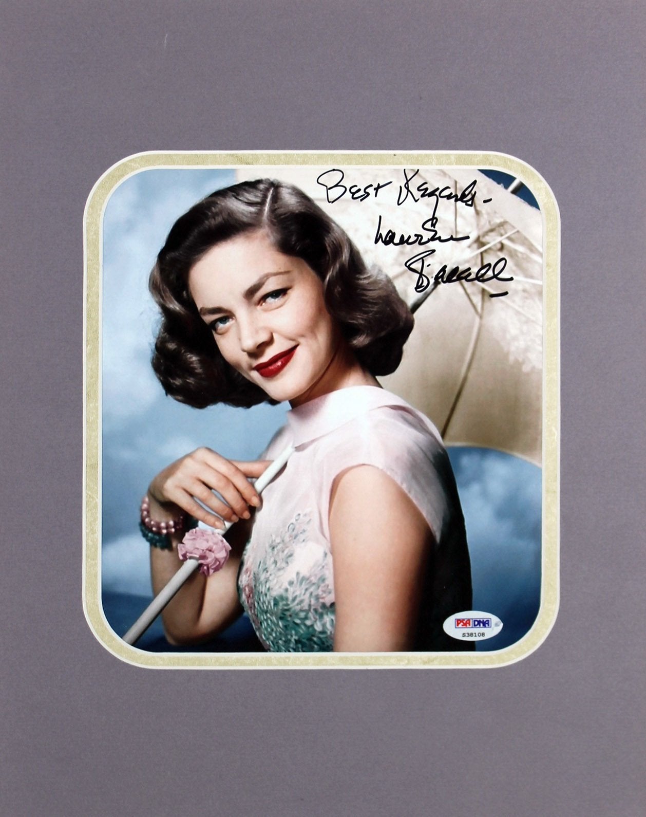 Lauren Bacall "Best Regards" Authentic Signed 8x10 Matted Photo PSA/DNA #S38108