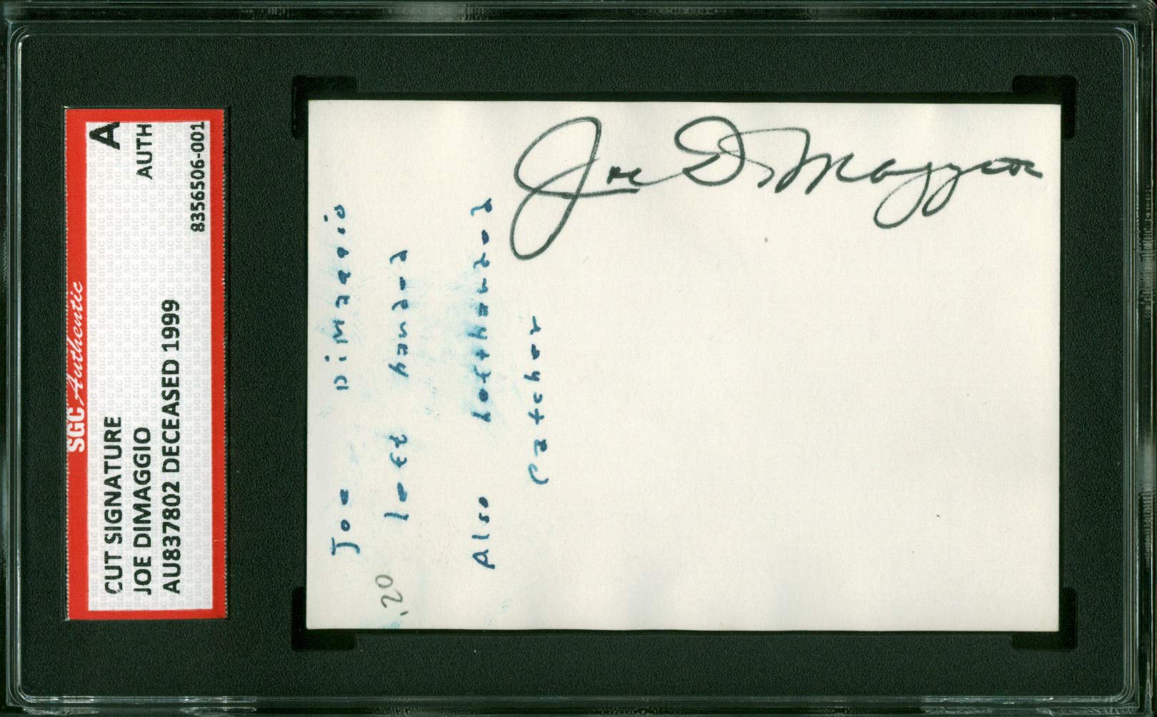 Yankees Joe DiMaggio Authentic Signed 2.5x3.5 Cut Signature SGC Authentic