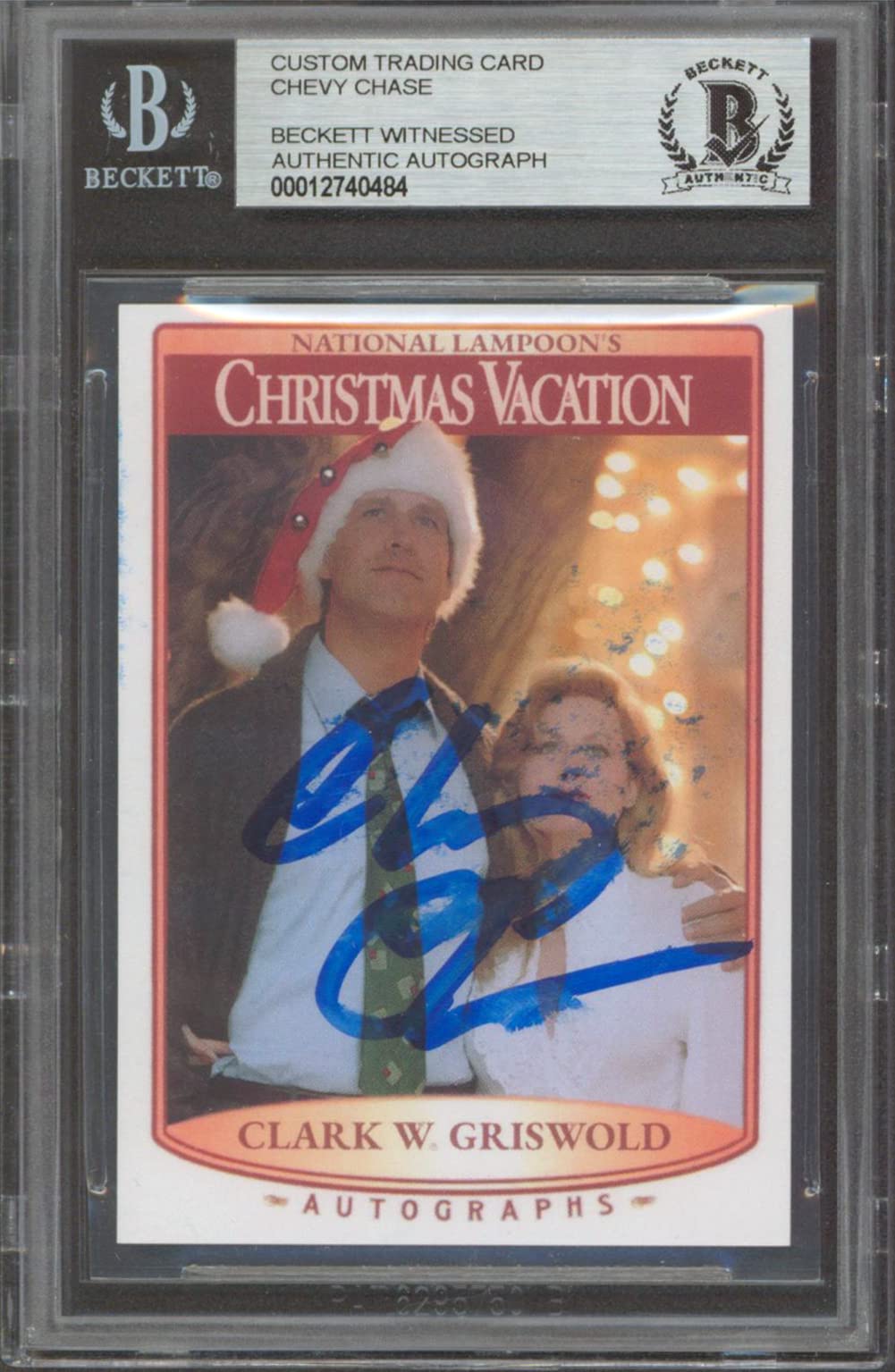 Chevy Chase Christmas Vacation Signed Custom Trading Card Card BAS Slabbed