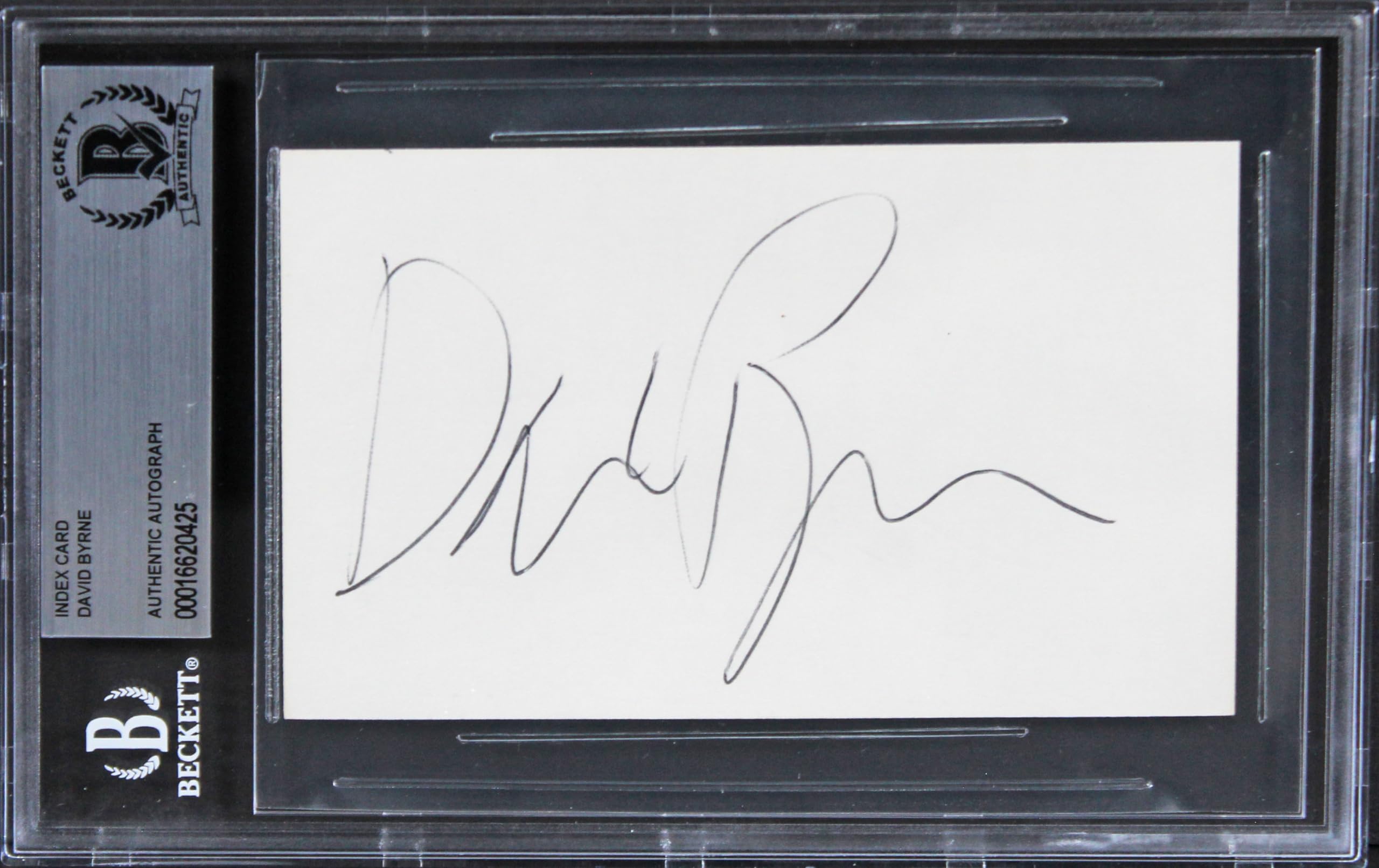 David Byrne Talking Heads Signed 3x5 Index Card Autographed BAS Slabbed 1