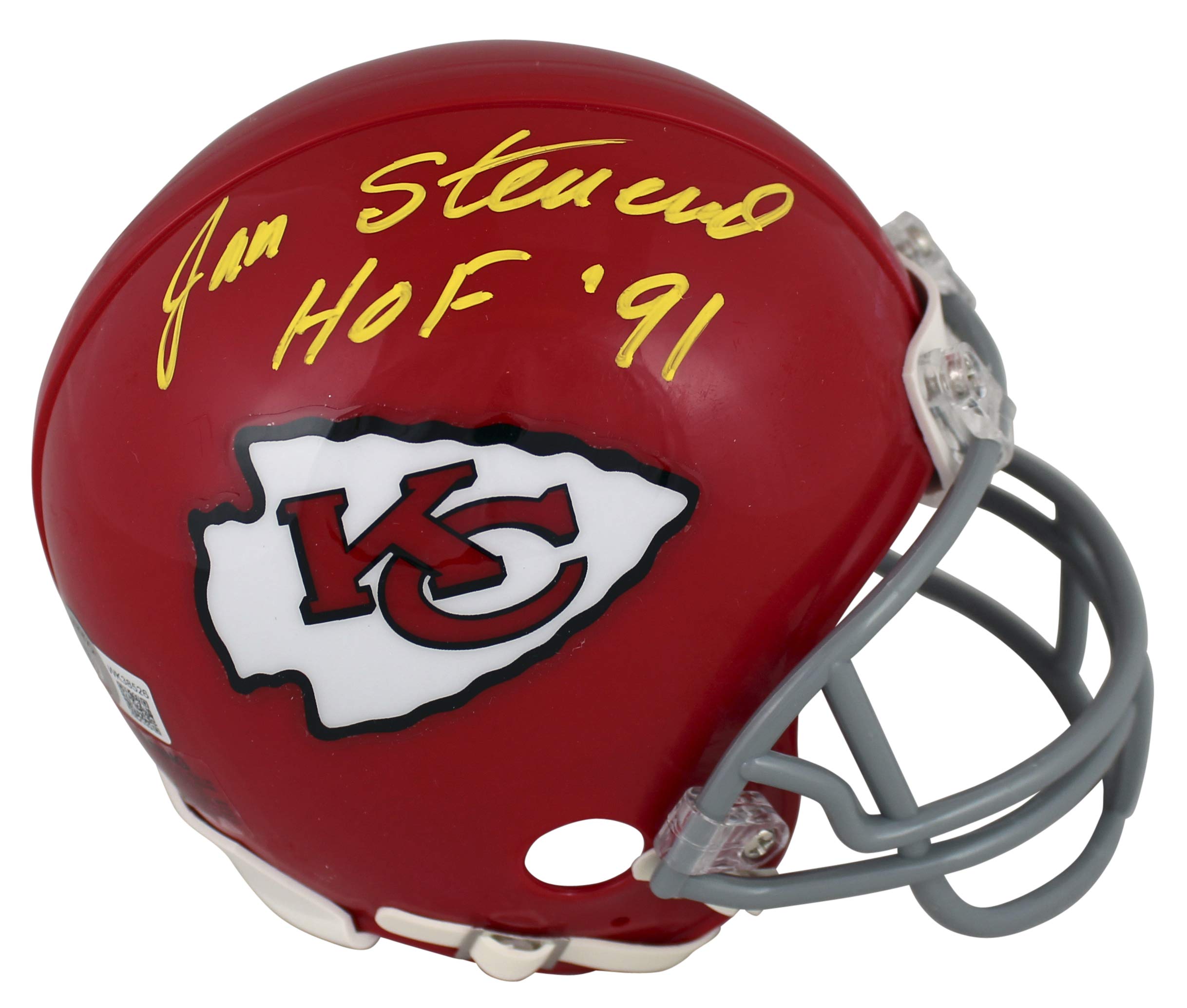 Chiefs Jan Stenerud "HOF 91" Signed 63-73 Throwback Rep Mini Helmet BAS Witness