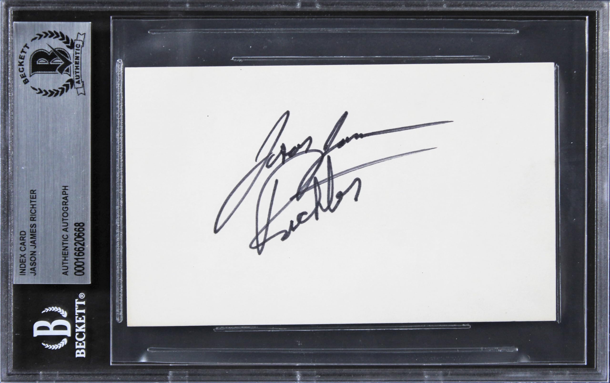 Jason James Richter Free Willy Authentic Signed 3x5 Index Card BAS Slabbed