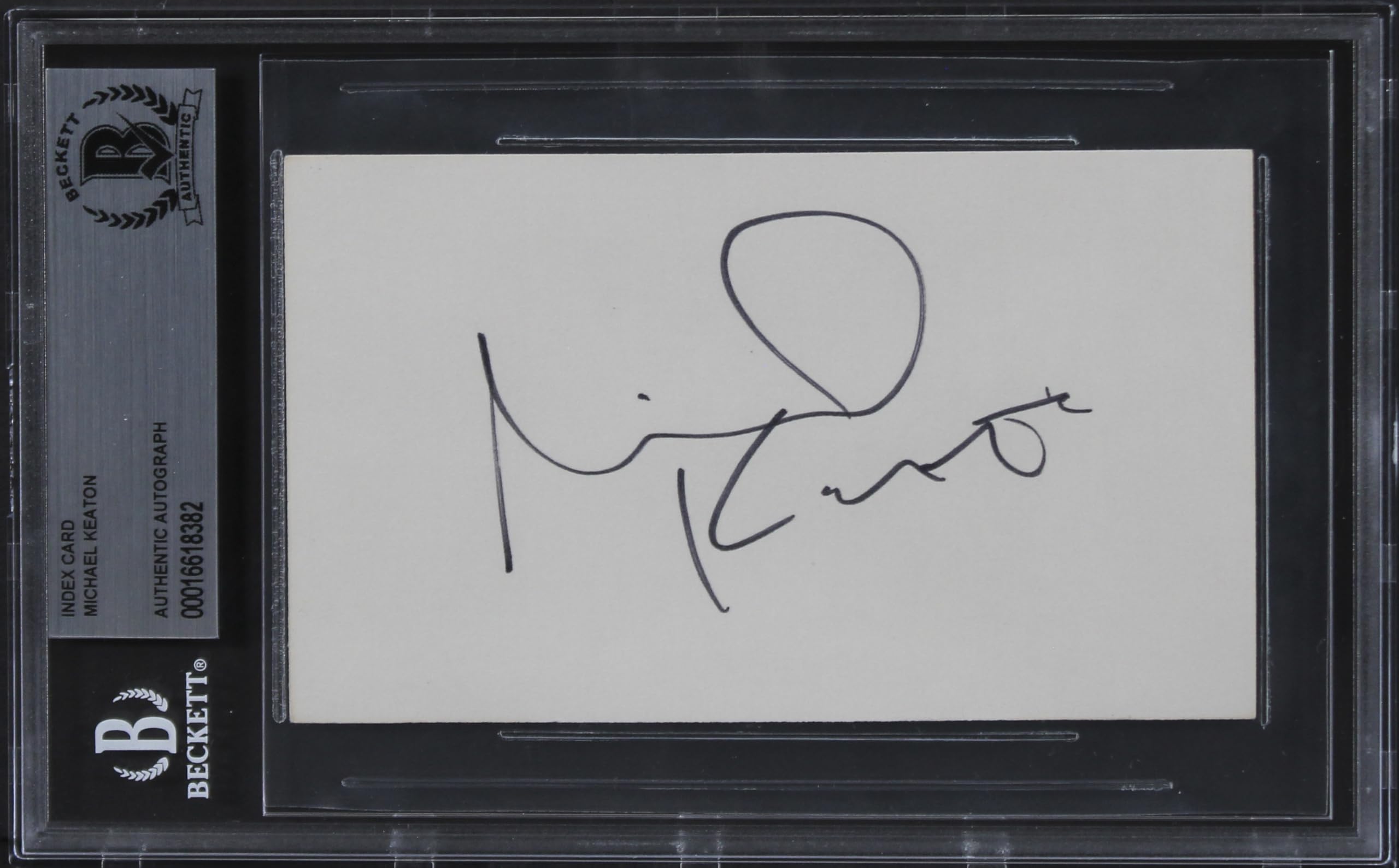 Michael Keaton Batman Authentic Signed 3x5 Index Card Autographed BAS Slabbed