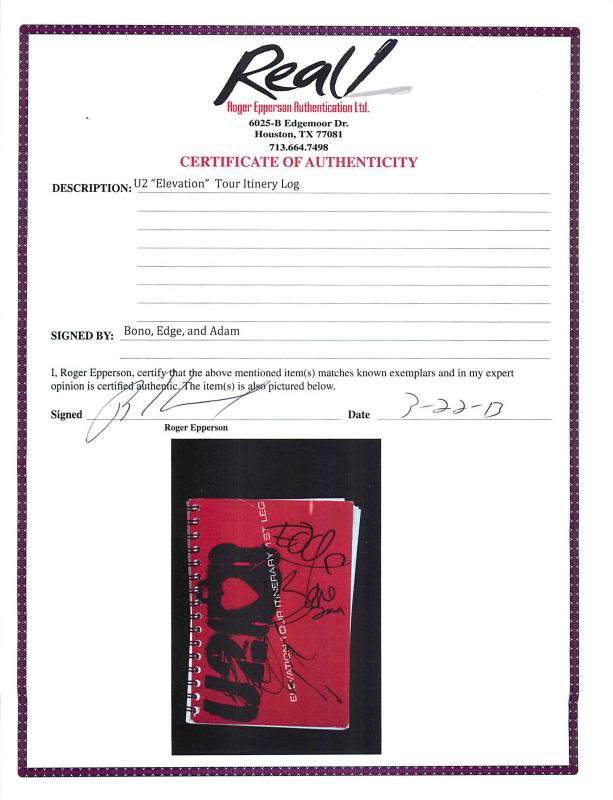 U2 Band (3) Bono, The Edge & Adam Clayton Signed Elevation Tour Book PSA #U03972