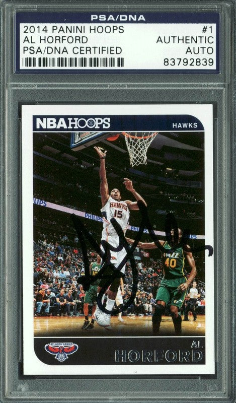 Hawks Al Horford Authentic Signed Card 2014 Panini Hoops #1 PSA/DNA Slabbed