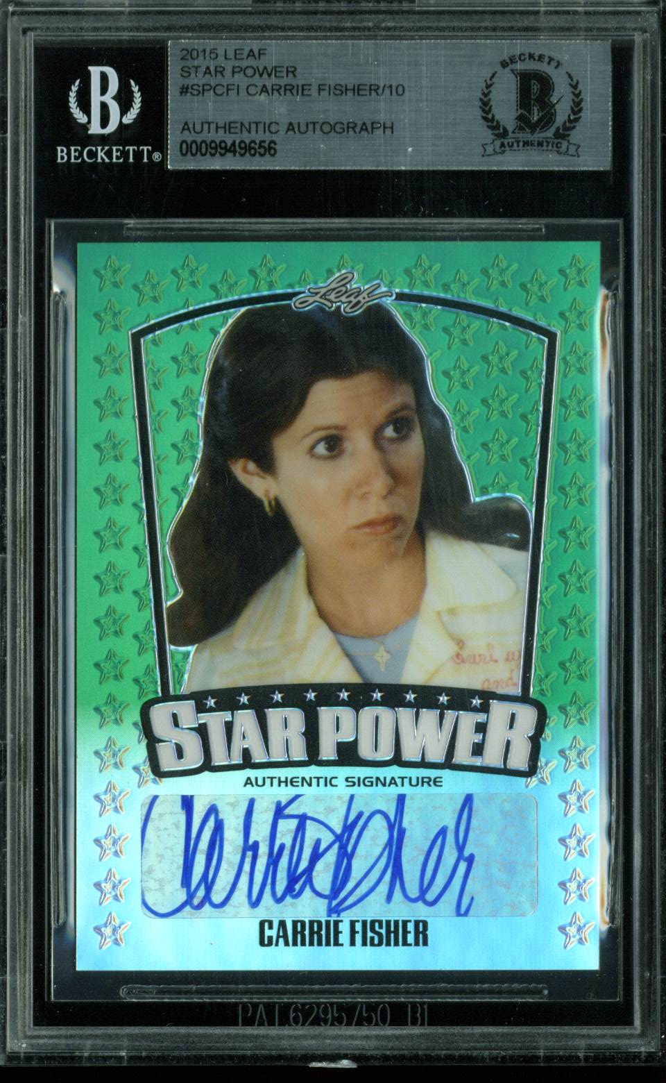Carrie Fisher Authentic Signed 2015 Leaf Star Power #SPCFI LE #1/10 BAS Slabbed
