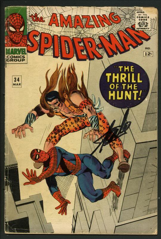 Stan Lee Signed Amazing Spider-Man #34 Comic Book Kraven The Hunter PSA #W18724