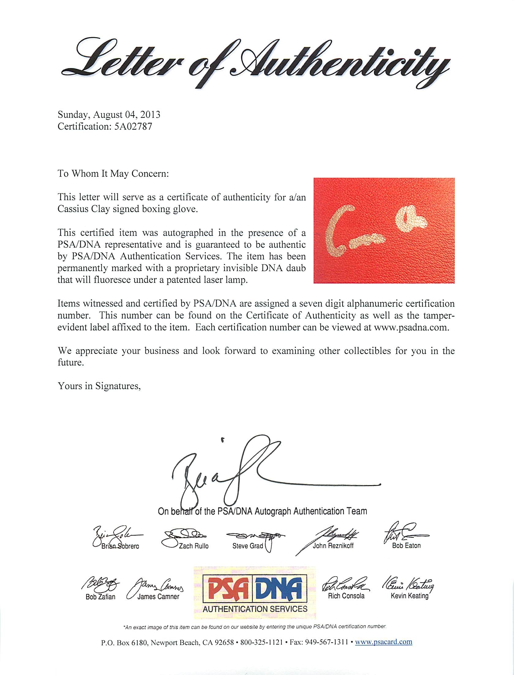 Muhammad Ali Authentic Signed "Cassius Clay" Boxing Glove PSA/DNA ITP #5A02787