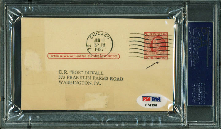 White Sox Nellie Fox Authentic Signed 3X5 Postcard Autographed PSA/DNA Slabbed