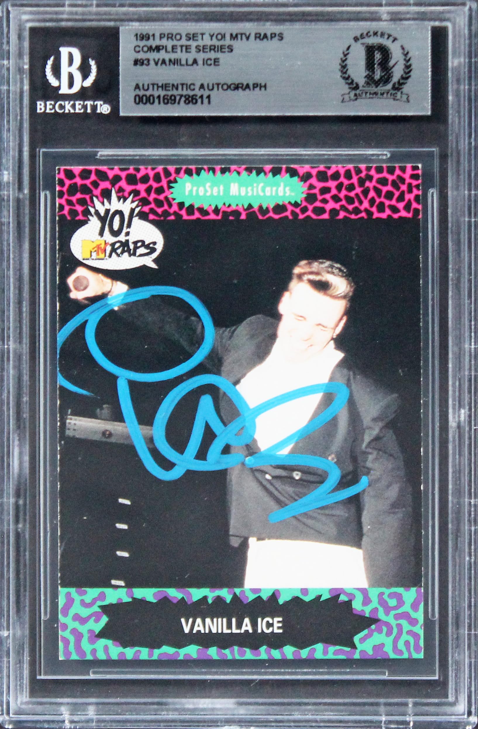 Vanilla Ice Signed 1991 Pro Set Yo! MTV Raps Complete Series #93 Card BAS Slab