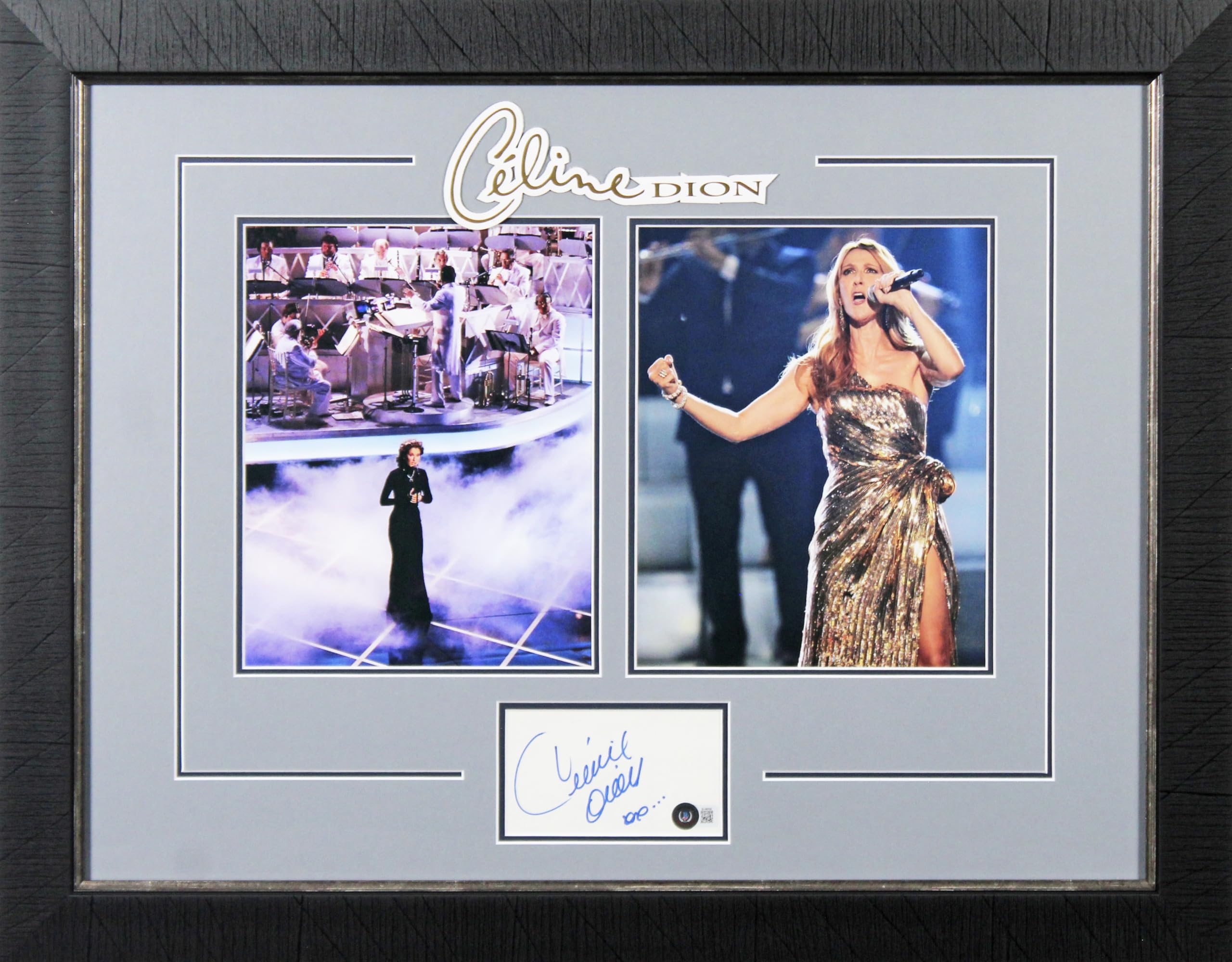 Celine Dion Authentic Signed 3x5 Index Card Framed Display BAS #BL98058