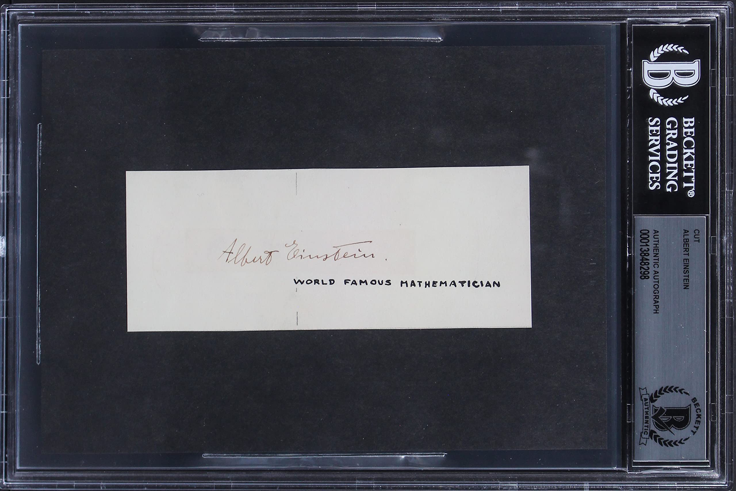 Albert Einstein Authentic Signed 2x5 Cut Signature Autographed BAS Slabbed