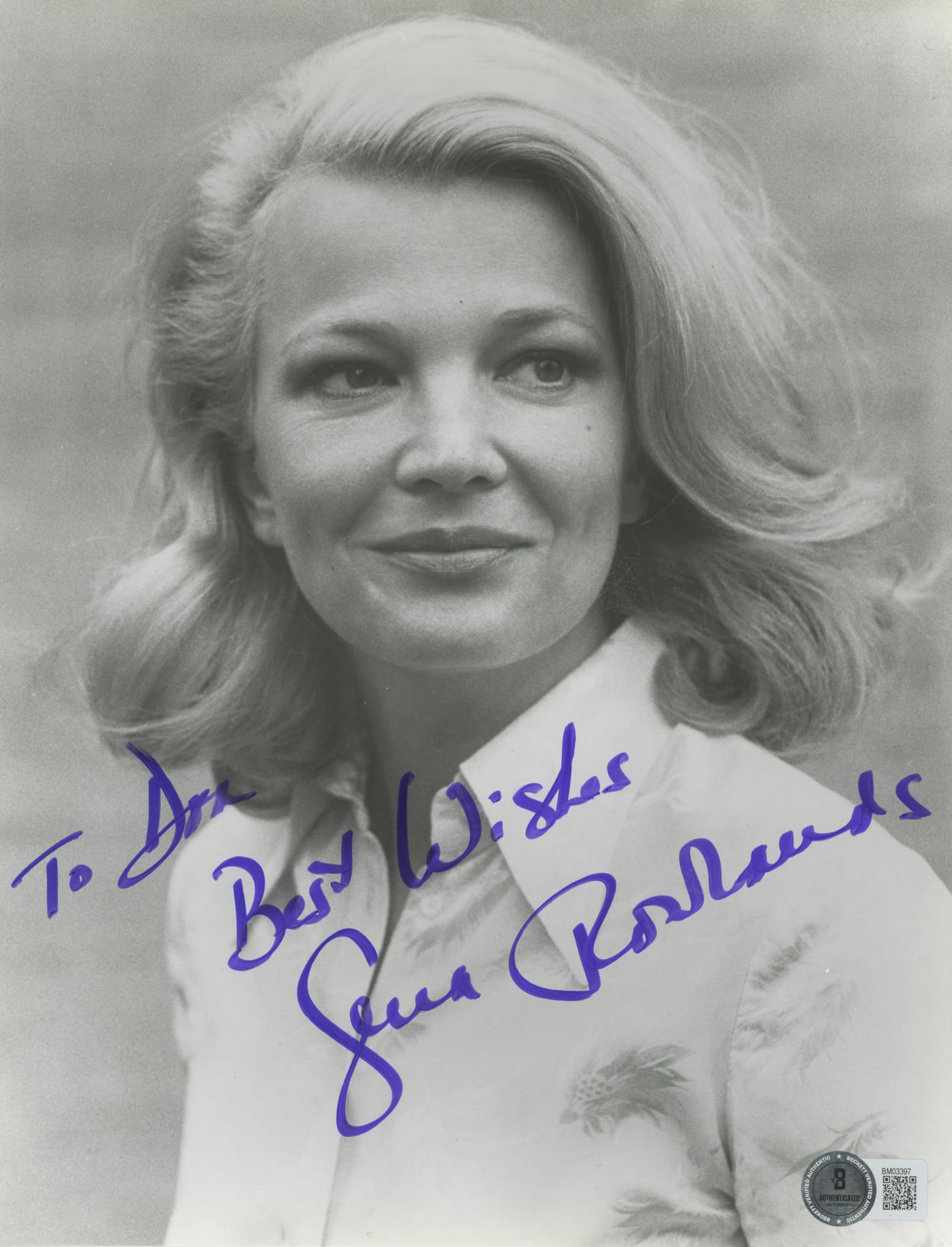 Gena Rowlands The Notebook "Best Wishes" Signed 8x10 Photo BAS #BM03397