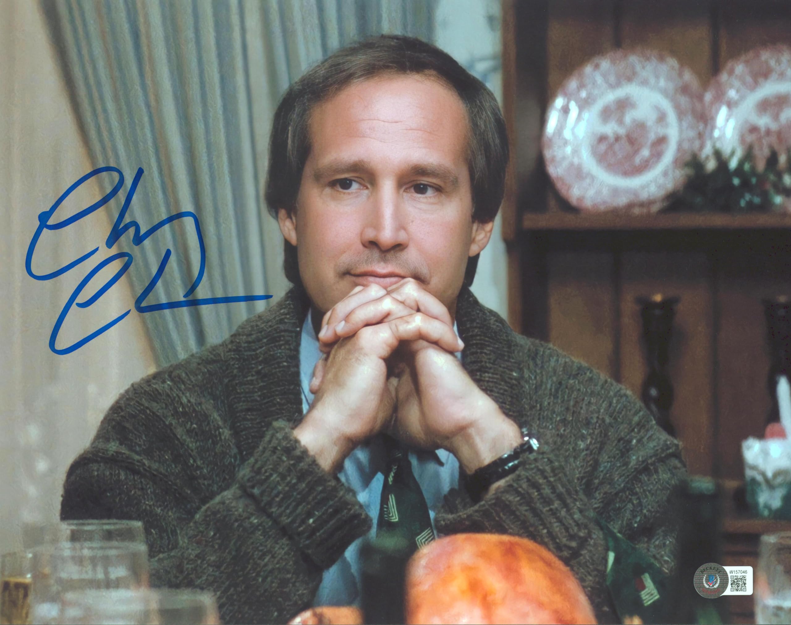 Chevy Chase Christmas Vacation Signed 11x14 Hands Folded Photo BAS Witnessed