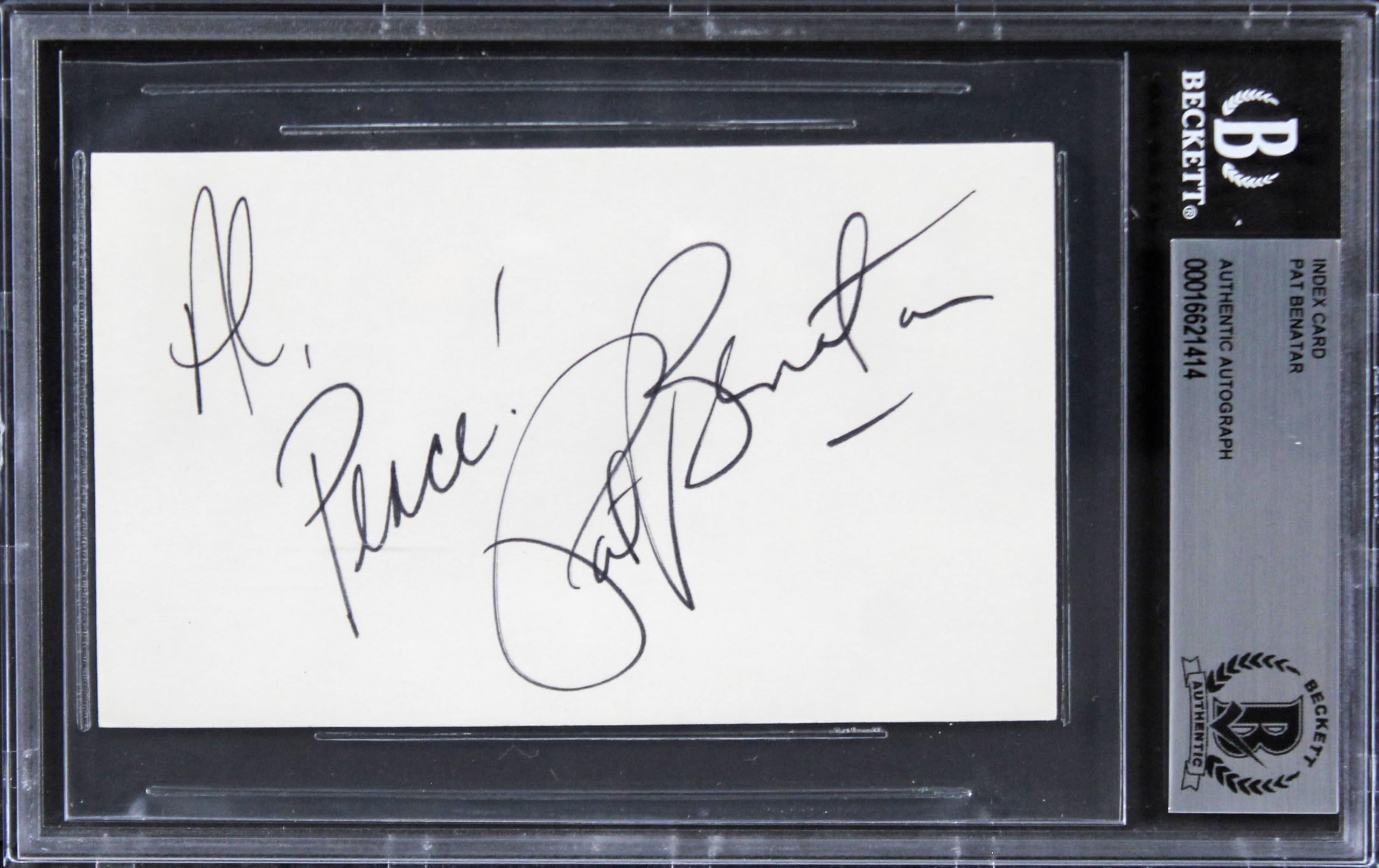 Pat Benatar Singer Authentic Signed 3x5 Index Card Autographed BAS Slabbed