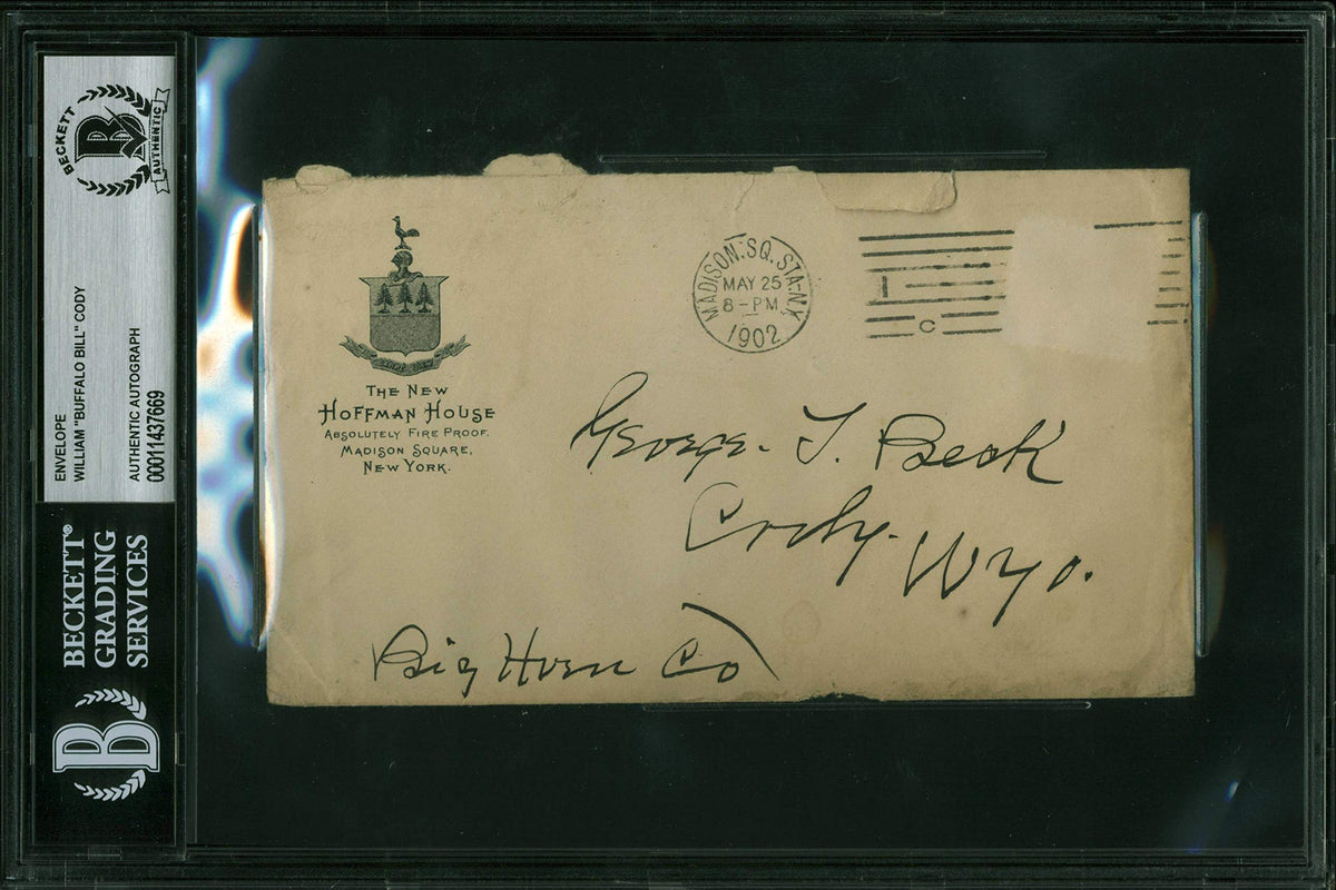 William Cody "Buffalo Bill" Signed 4.75x6.75 Handwritten Envelope BAS Slabbed