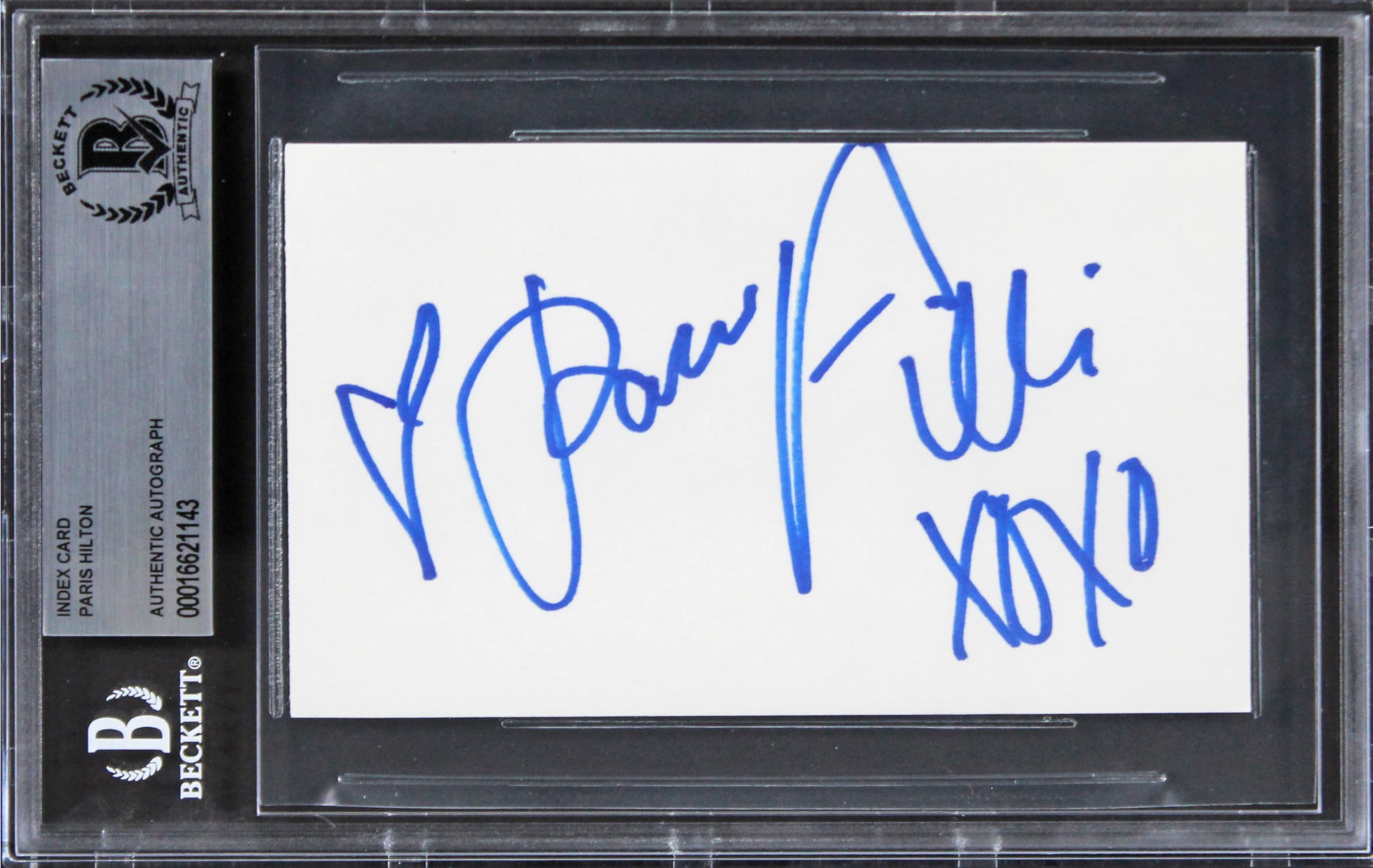 Paris Hilton "Xoxo" Authentic Signed 3x5 Index Card Autographed BAS Slabbed 2