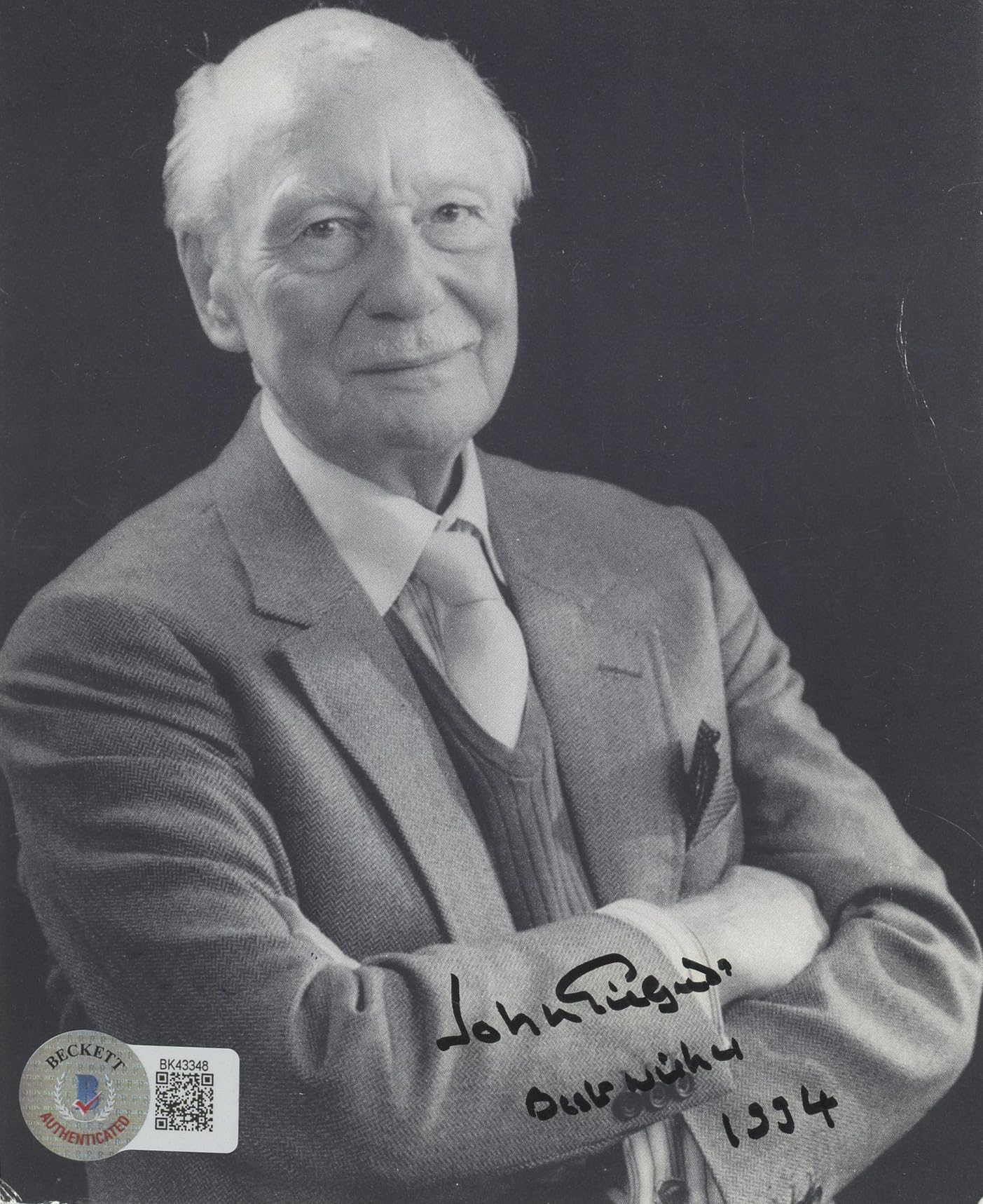 John Gielgud Arthur "Best Wishes" Authentic Signed 4.75x6 Photo BAS #BK43348