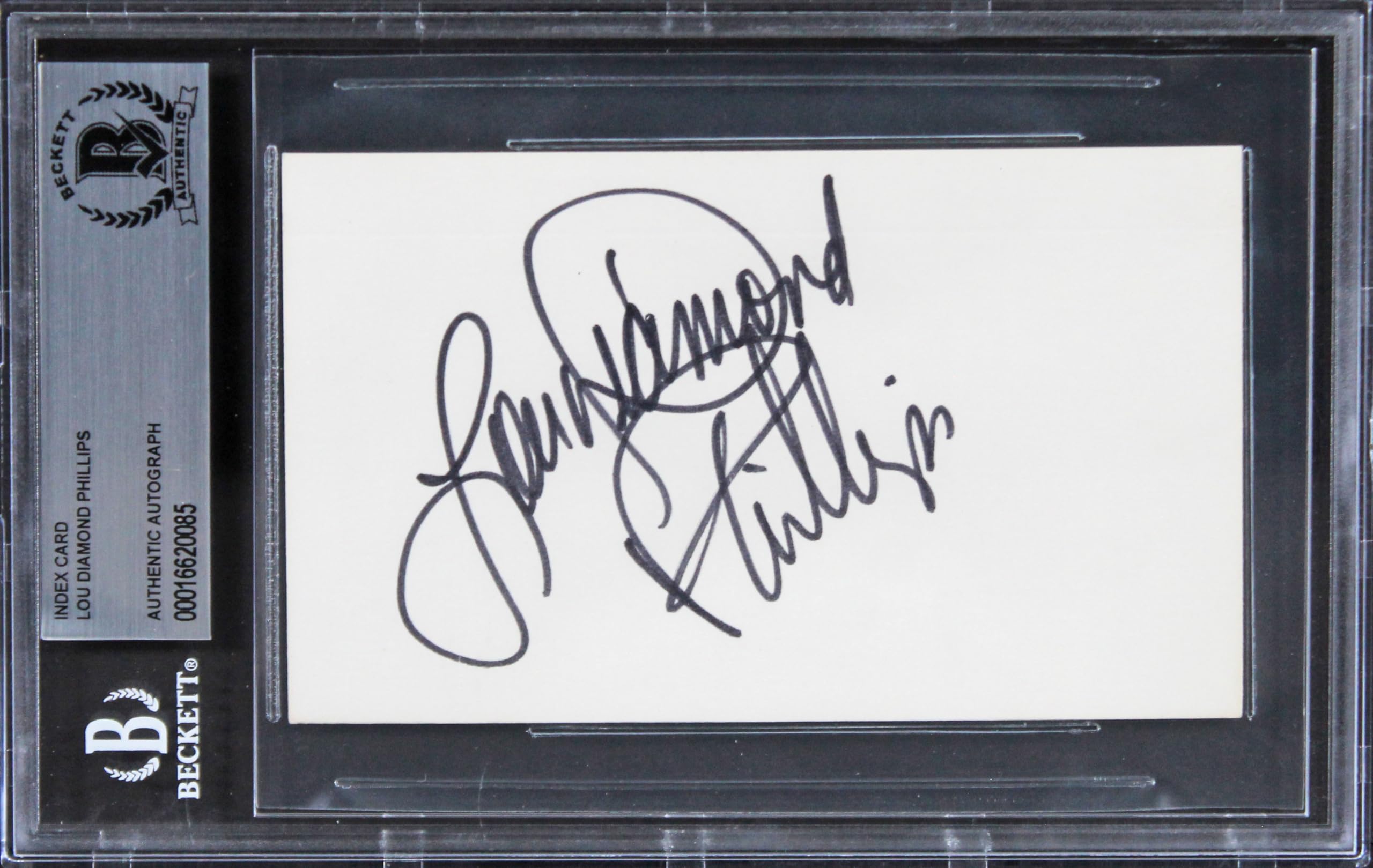 Lou Diamond Phillips Stand & Deliver Authentic Signed 3x5 Index Card BAS Slab 1