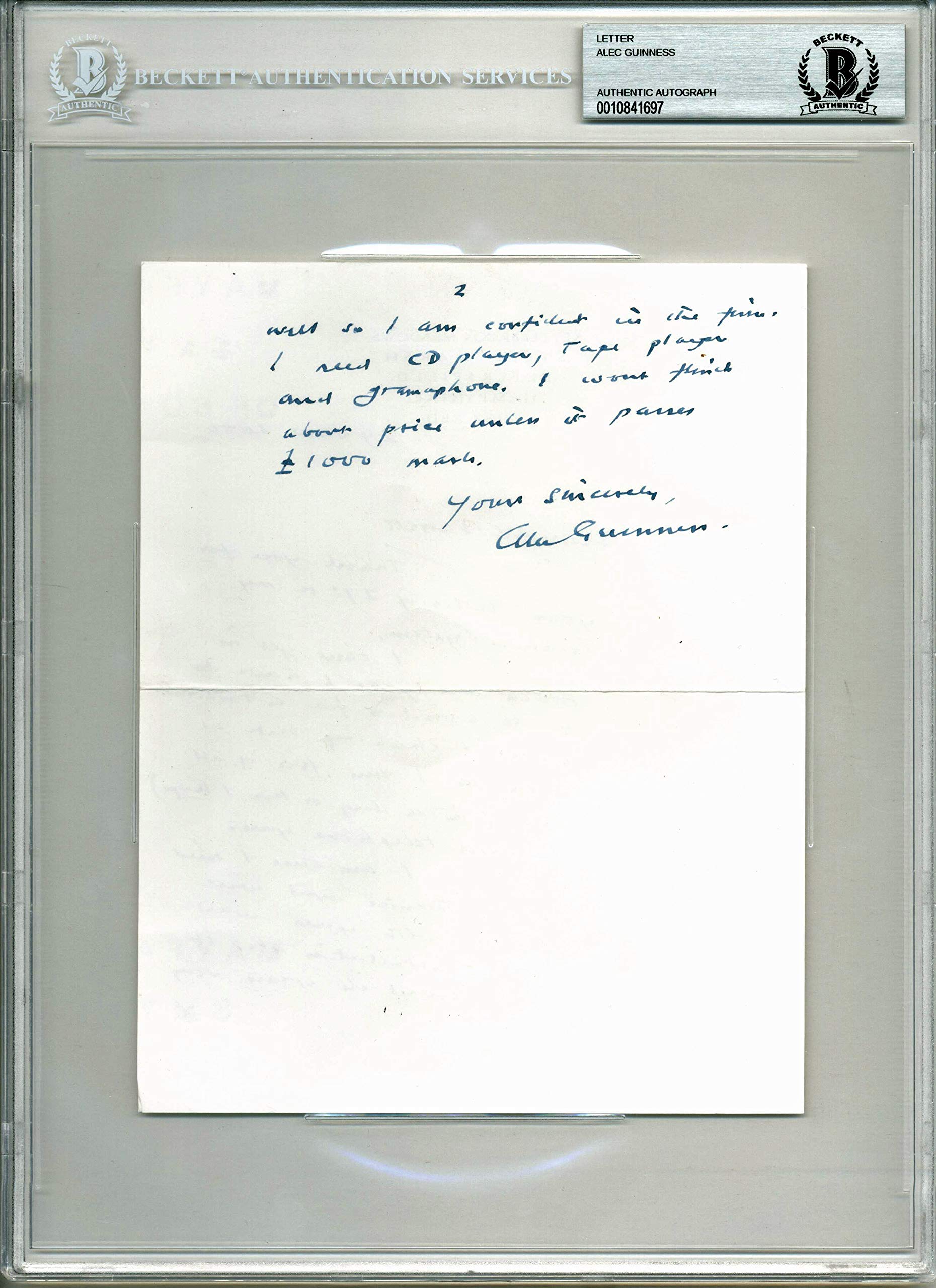 Alec Guinness Star Wars Authentic Signed 6.25x8 Handwritten Letter BAS Slabbed