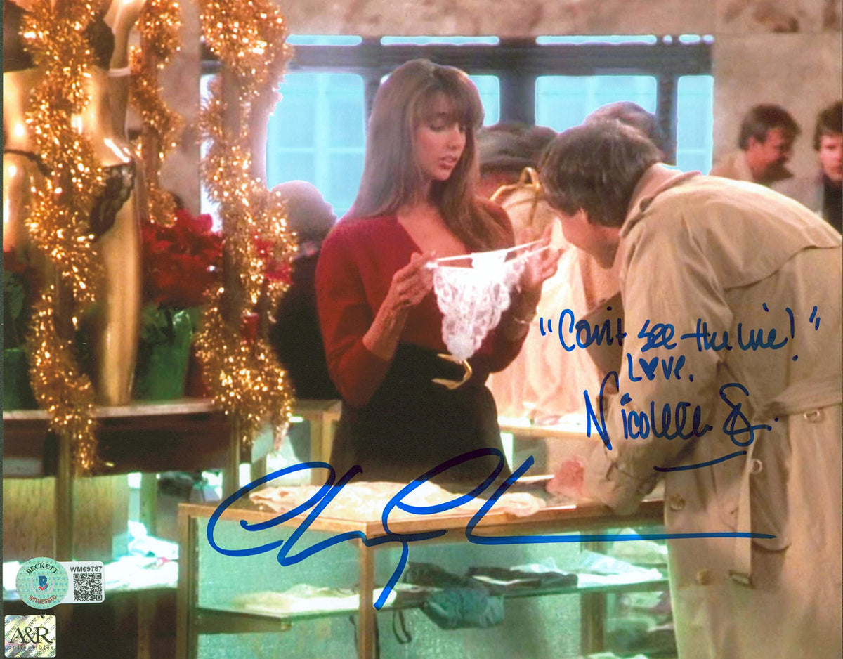 Chevy Chase & Nicolette Scorsese "Can't See The Line!" Signed 8x10 Photo BAS Wit