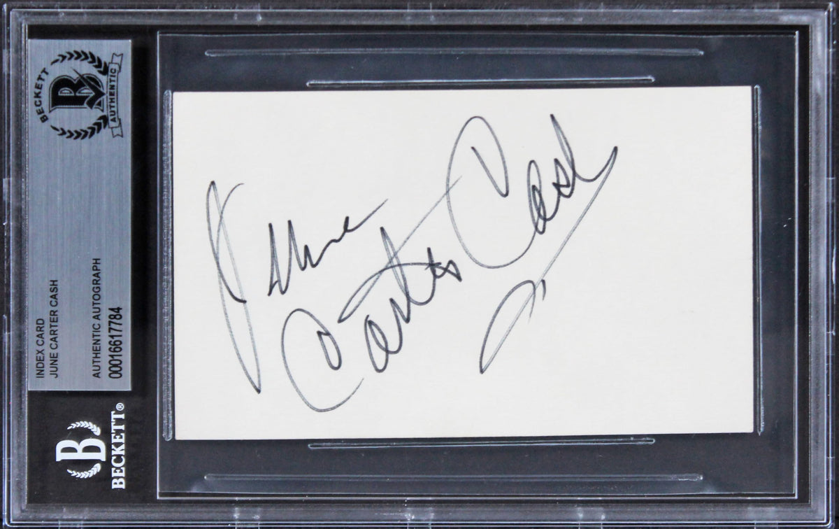 June Carter Cash Musician Authentic Signed 3x5 Index Card BAS Slabbed