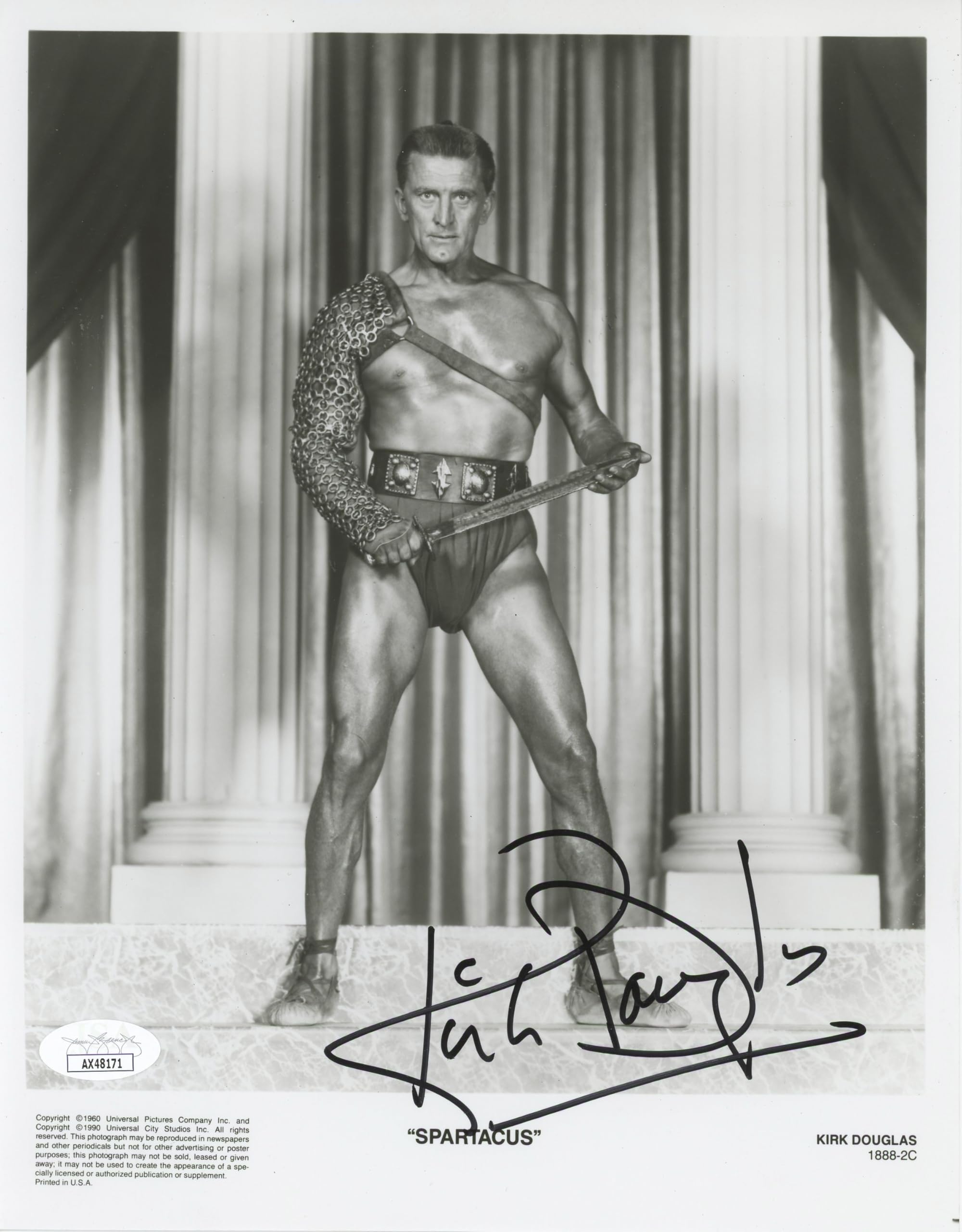 Kirk Douglas Spartacus Authentic Signed 8x10 Photo Autographed JSA #AX48171