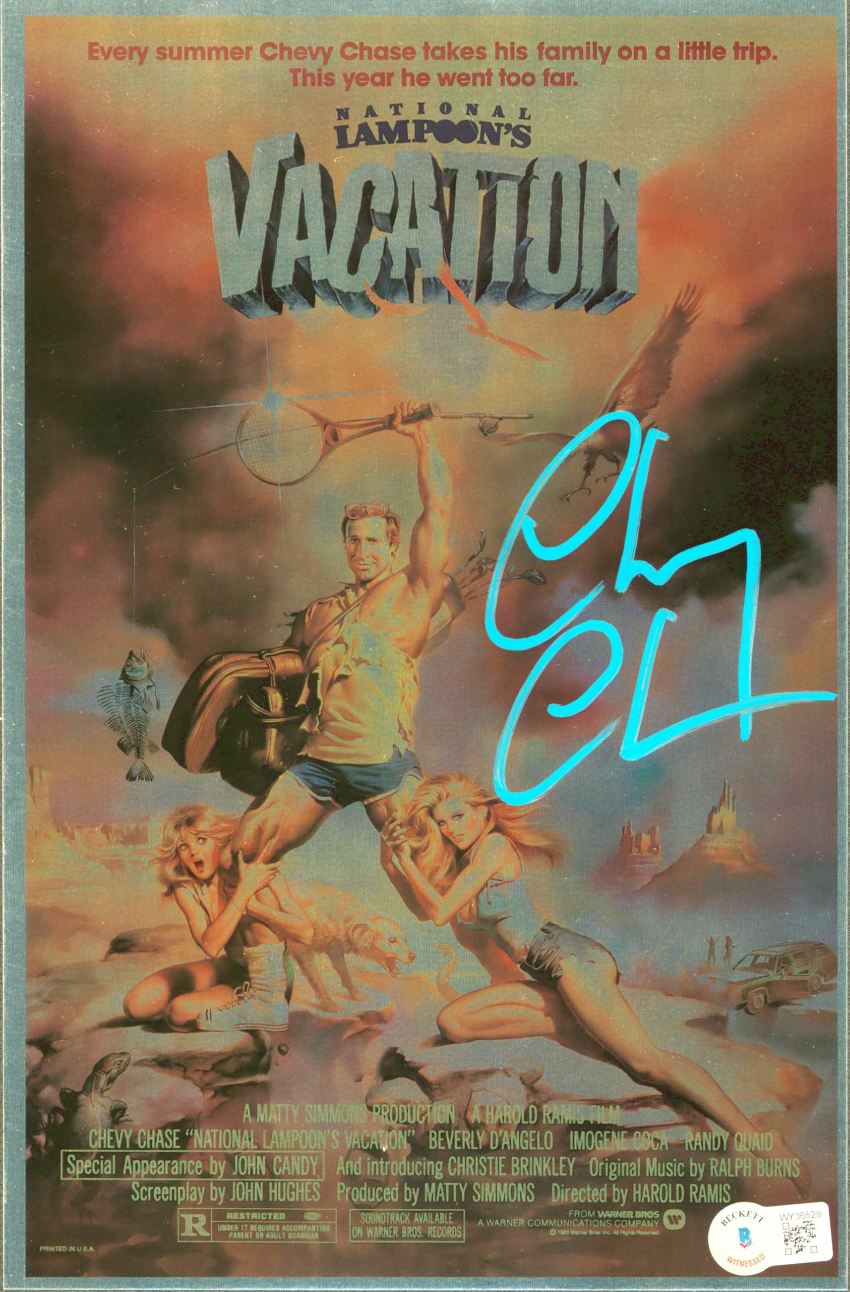 Chevy Chase Vacation Authentic Signed 7.15x11 Metallic Photo BAS Wit #WY36528