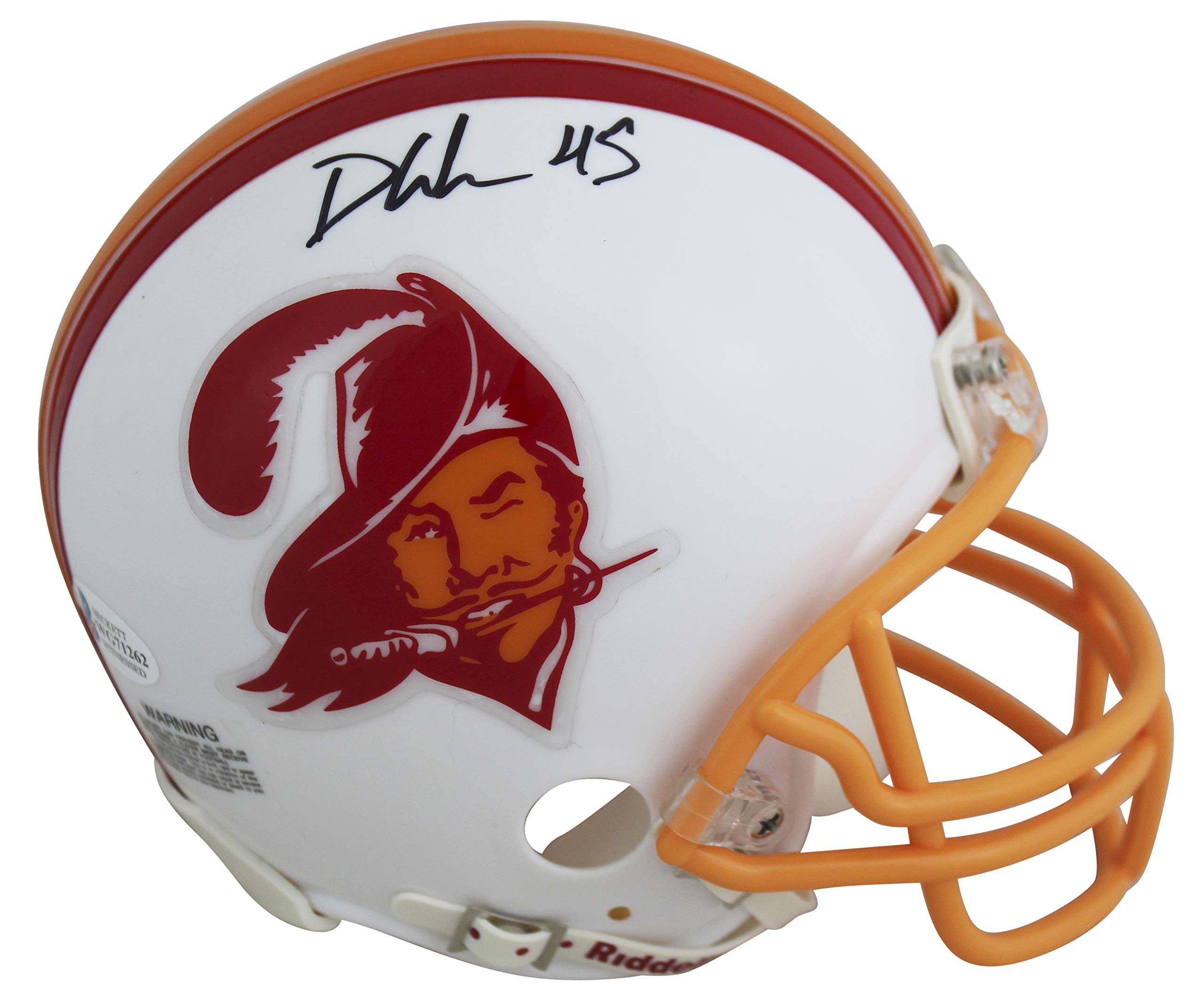 Buccaneers Devin White Authentic Signed 76-96 White TB Rep Mini Helmet BAS Wit