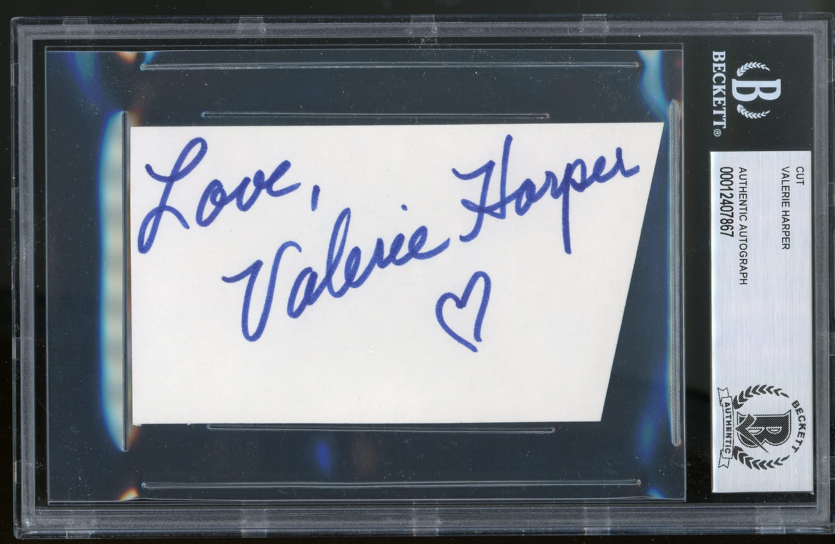 Valerie Harper The Mary Tyler Moore Show Signed 2.6x4.25 Index Card BAS Slabbed