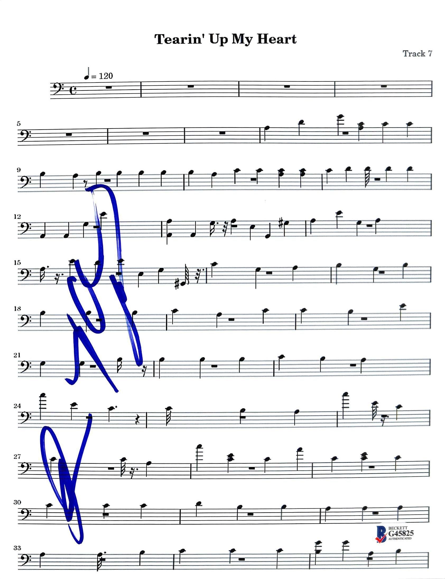 Joey Fatone & Lance Bass N'Sync Signed Terain' Up Music Sheet Photo BAS #G45825