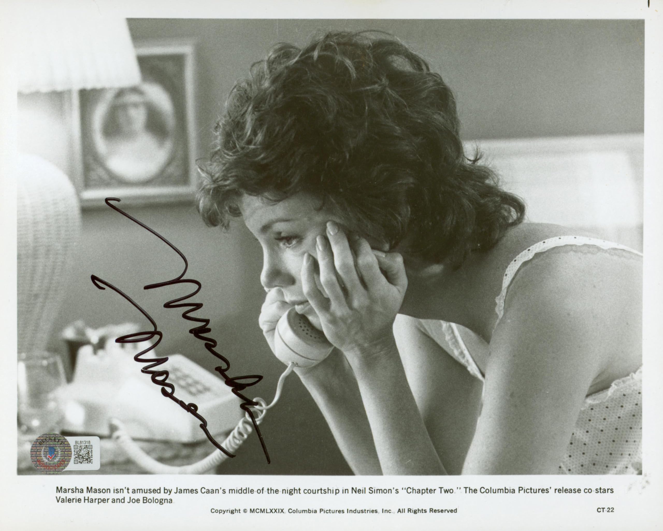 Marsha Mason Chapter Two Authentic Signed 8x10 Photo Autographed BAS #BL81318