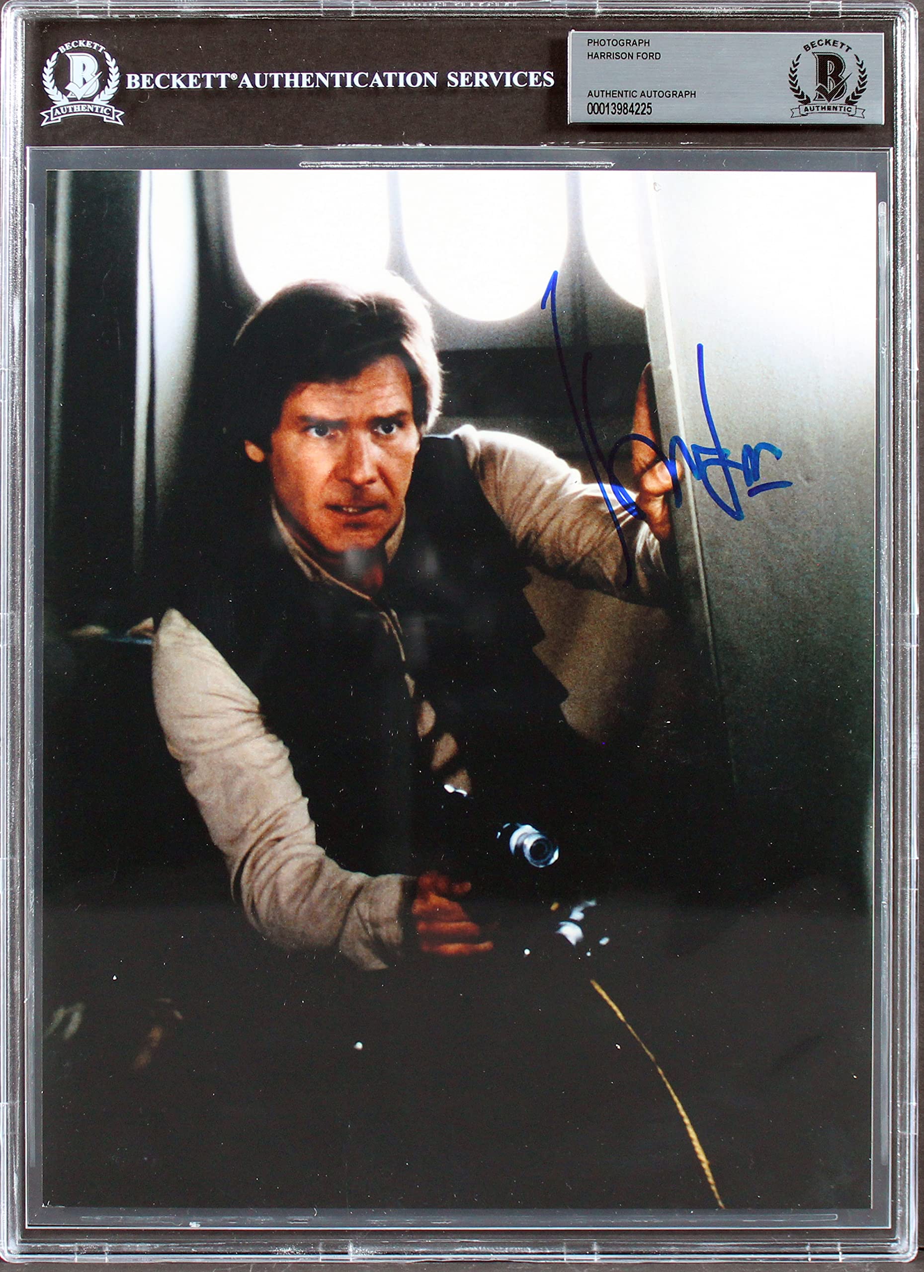 Harrison Ford Star Wars Authentic Signed 8x10 Photo Autographed BAS Slabbed