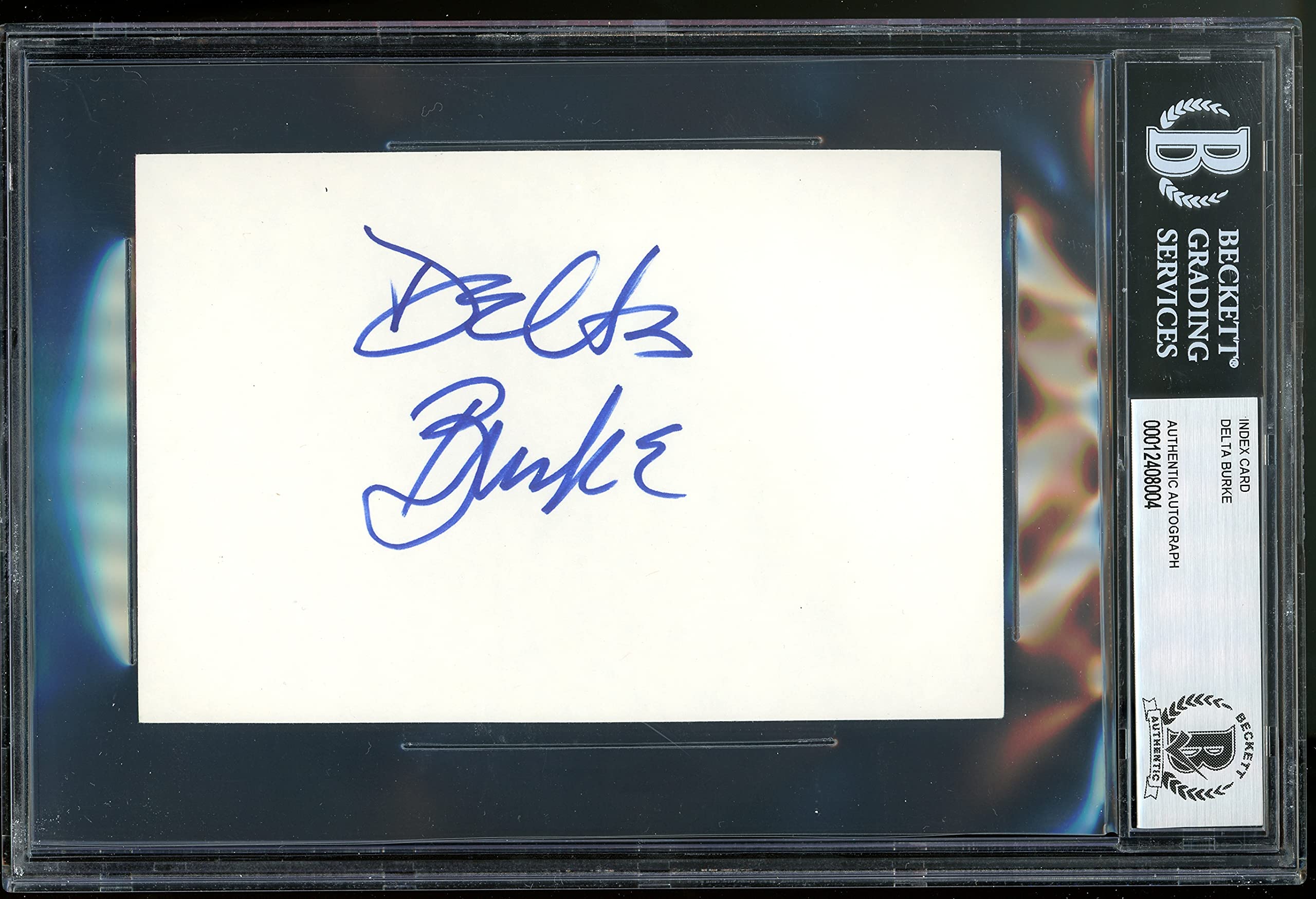 Delta Burke Designing Women Authentic Signed 4x6 Index Card Autographed BAS Slab