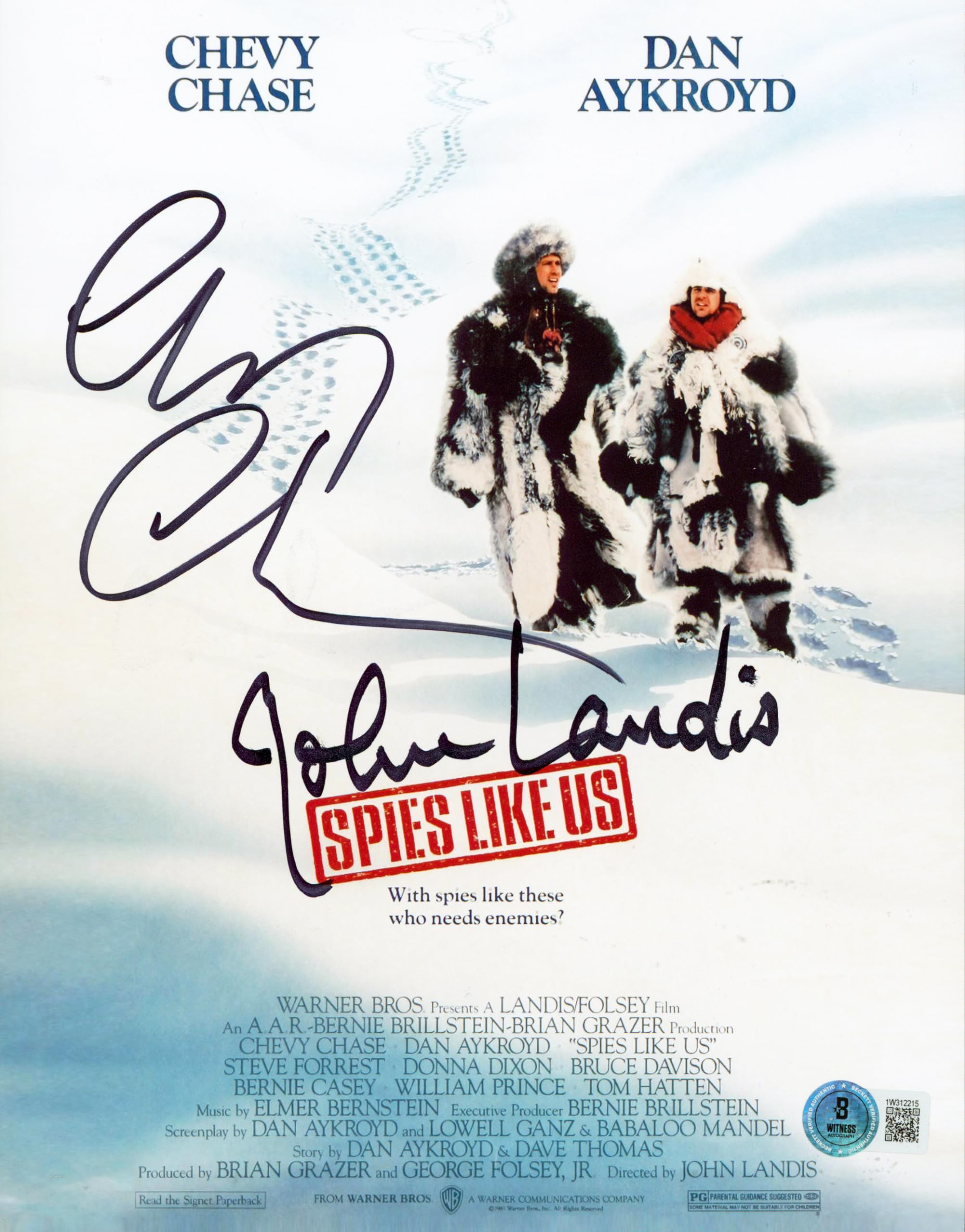 Chevy Chase & John Landis Spies Like Us Signed 8x10 Photo BAS #1W312215