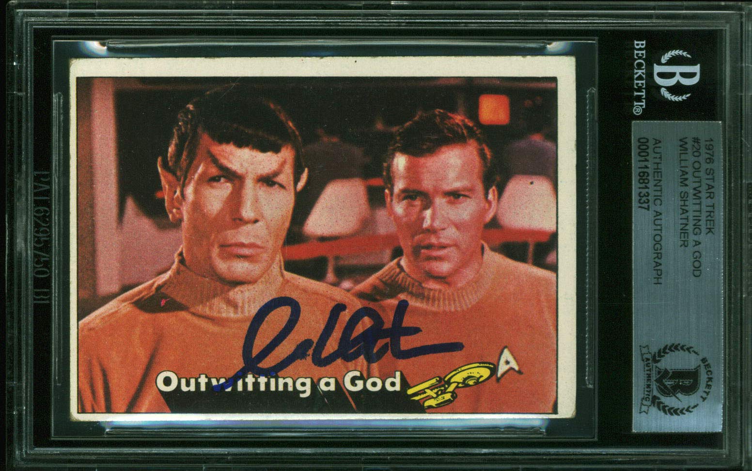 William Shatner Signed 1976 Star Trek #20 Outwitting A God Card BAS Slabbed 1