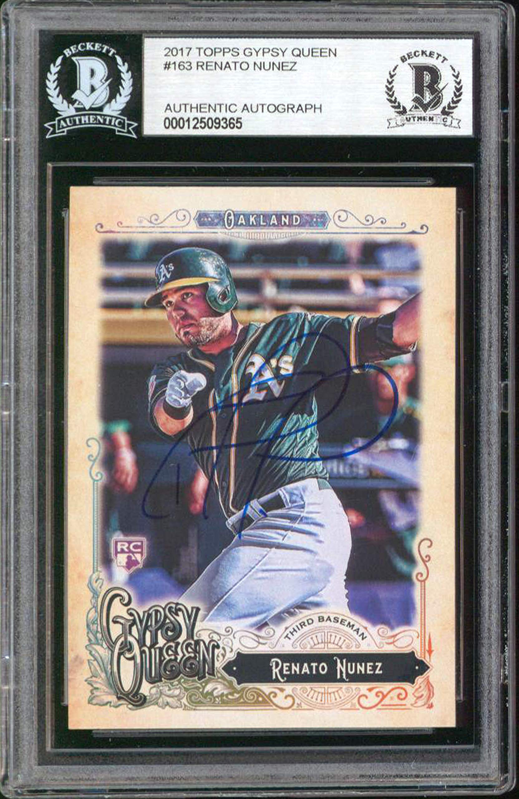 Athletics Renato Nunez Signed 2017 Topps Gypsy Queen #163 Rookie Card BAS Slab