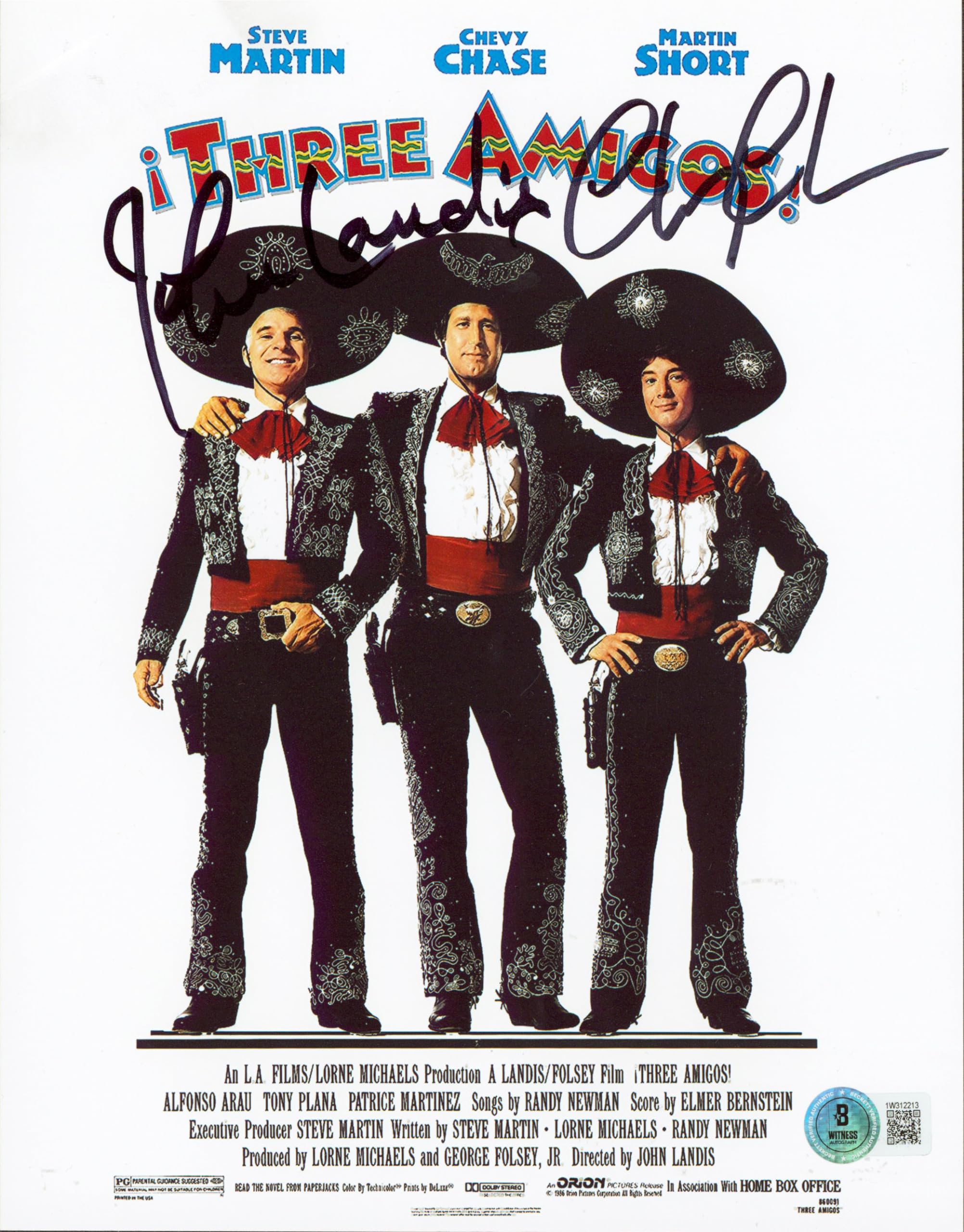 Chevy Chase & John Landis Three Amigos Authentic Signed 8x10 Photo BAS #1W312213