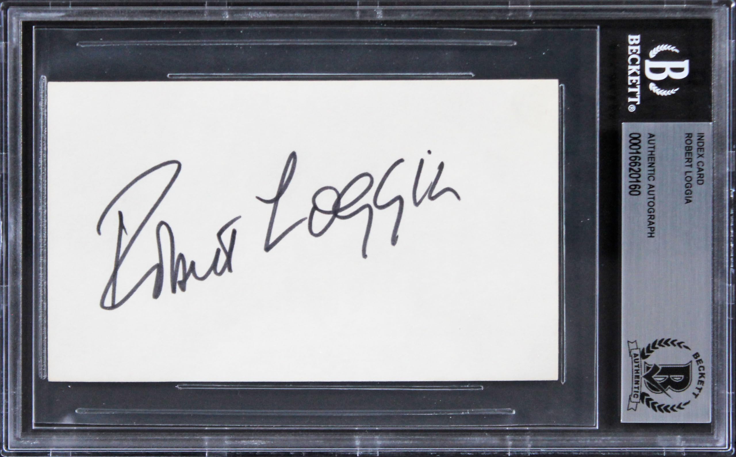Robert Loggia Big Authentic Signed 3x5 Index Card Autographed BAS Slabbed 2