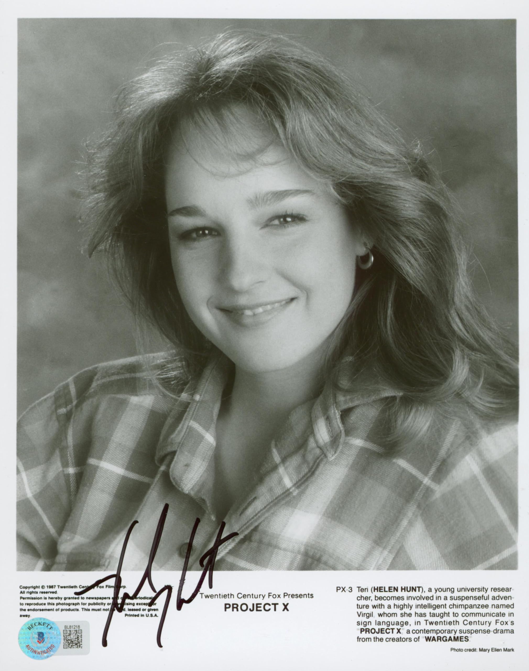 Helen Hunt Project X Authentic Signed 8x10 Photo Autographed BAS #BL81218
