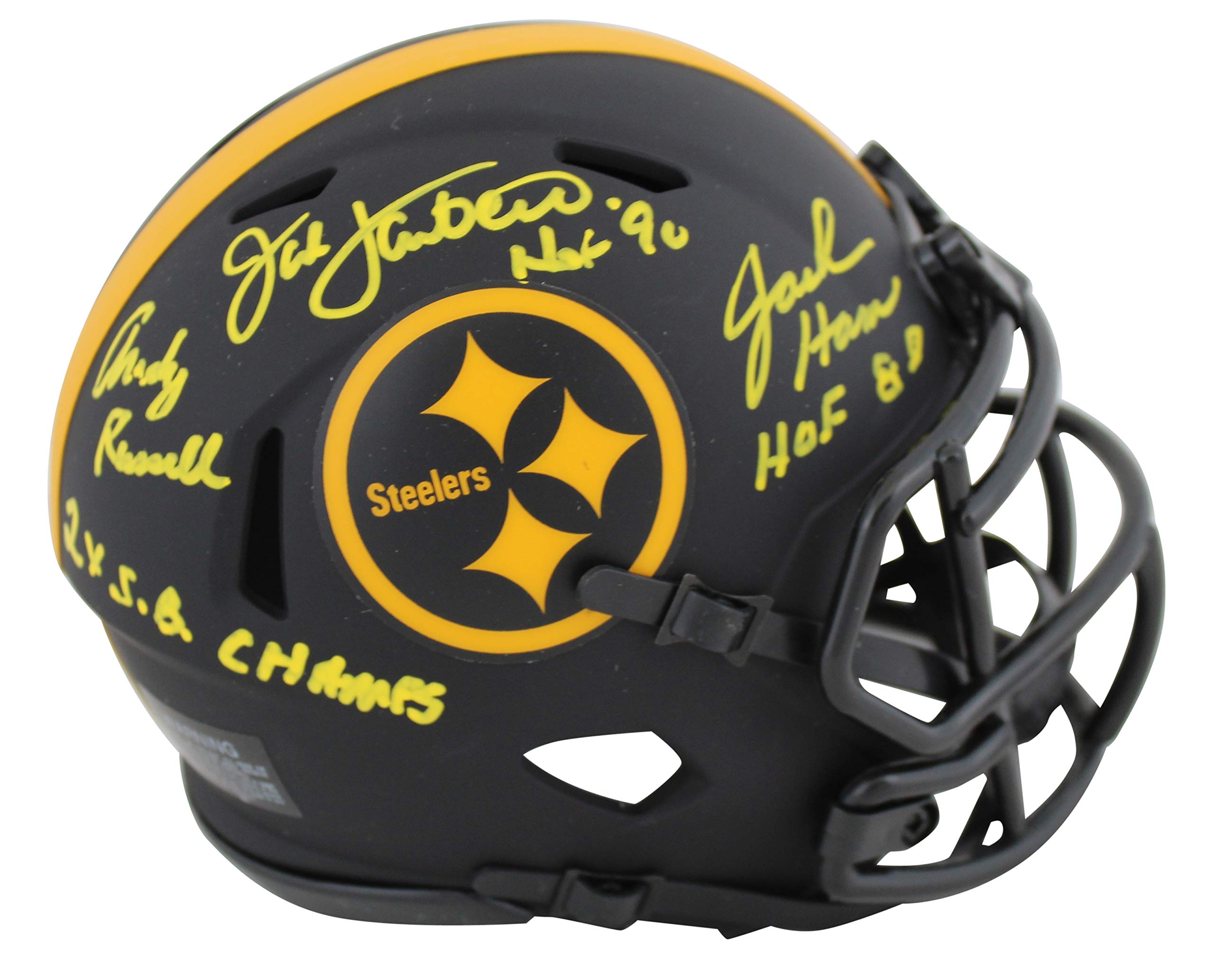 Steelers LB's (3) Lambert, Ham & Russell Signed Eclipse Speed Mini Helmet BAS