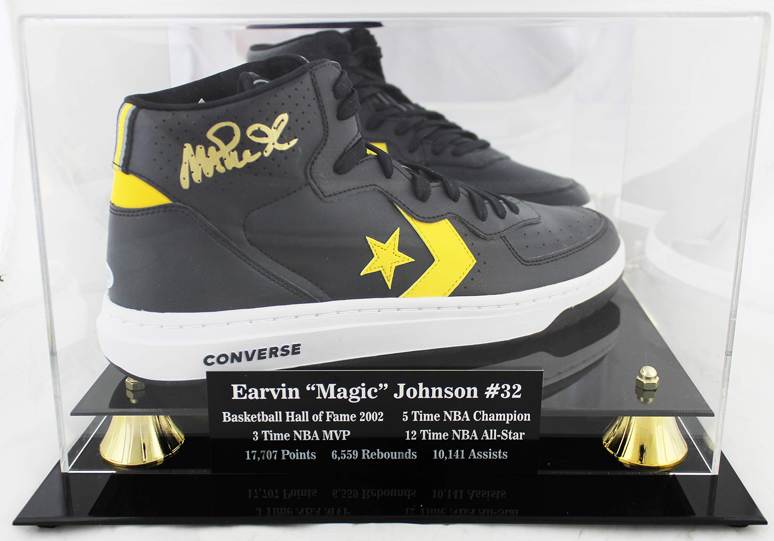 Lakers Magic Johnson Signed Right Black Converse Weapon Shoe w/ Case BAS Witness