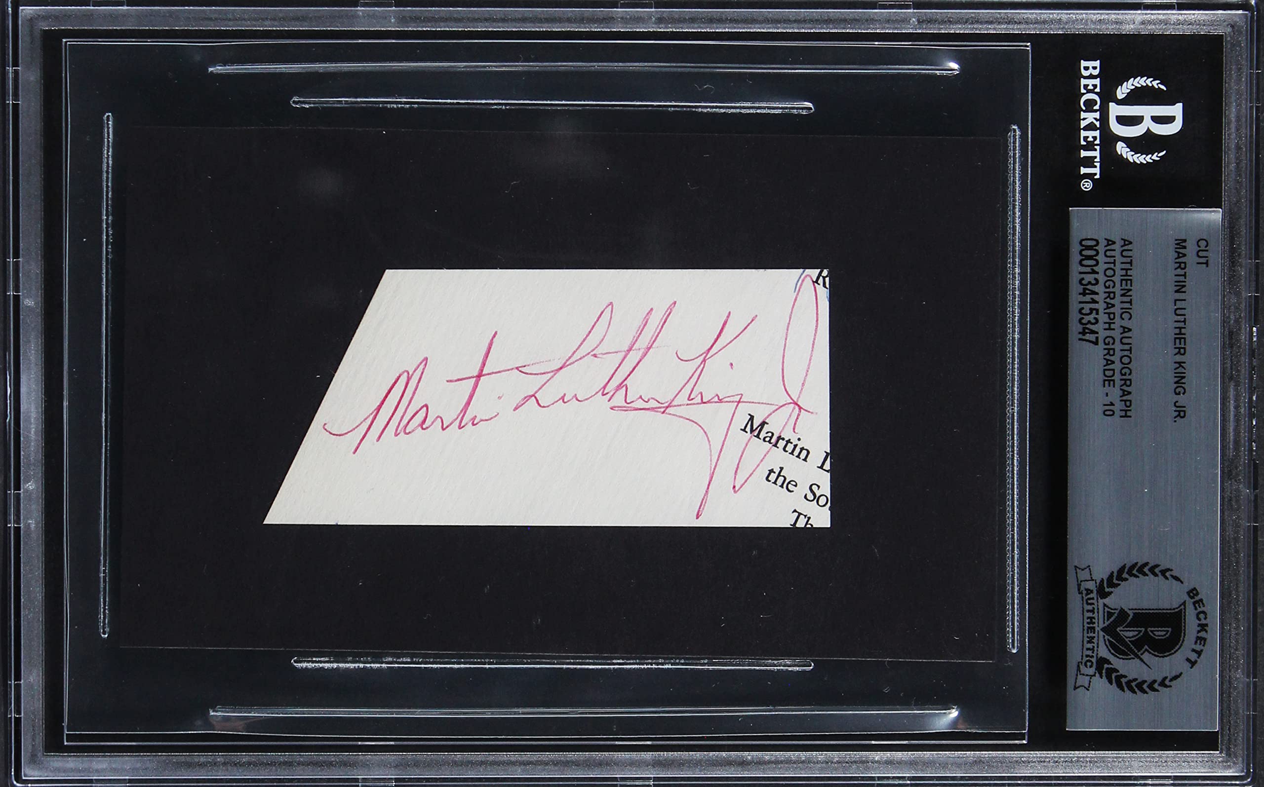 Martin Luther King Jr. Signed 1.5x3 Cut Signature Auto Graded 10! BAS Slabbed
