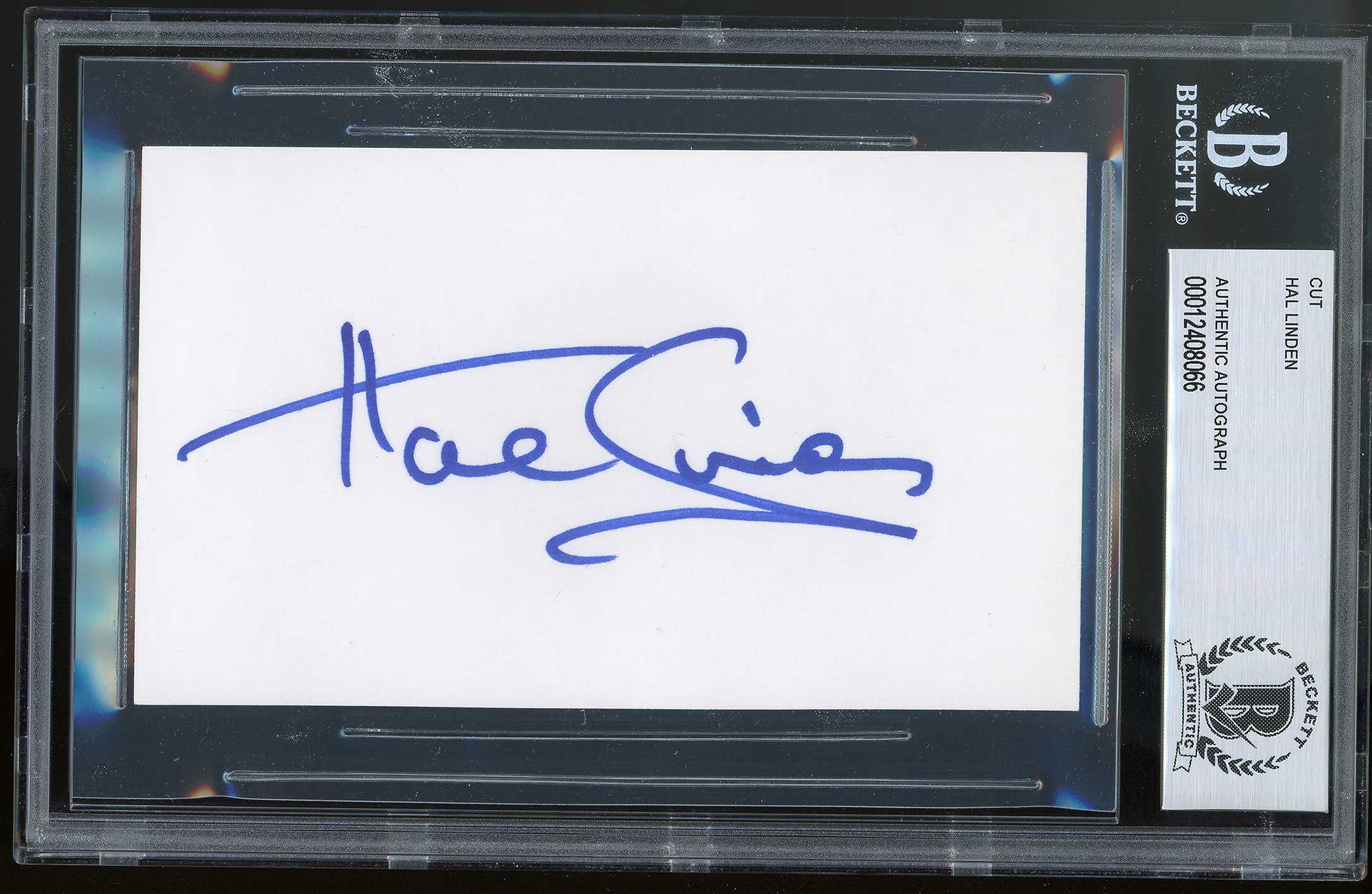 Hal Linden Barney Miller Authentic Signed 3x5 Cut Signature Autographed BAS Slab