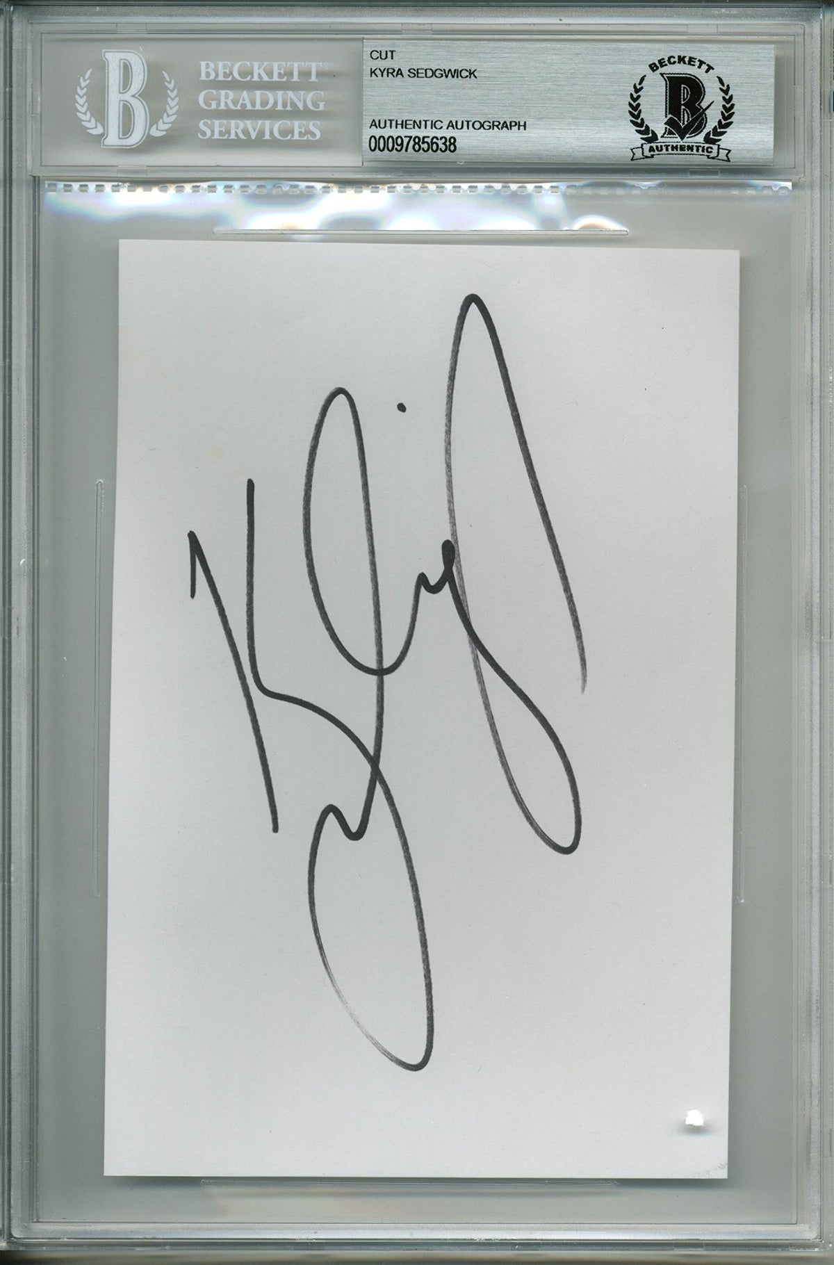 Kyra Sedgwick Charlie's Angels Signed 4.5x6.75 Cut Signature BAS Slabbed