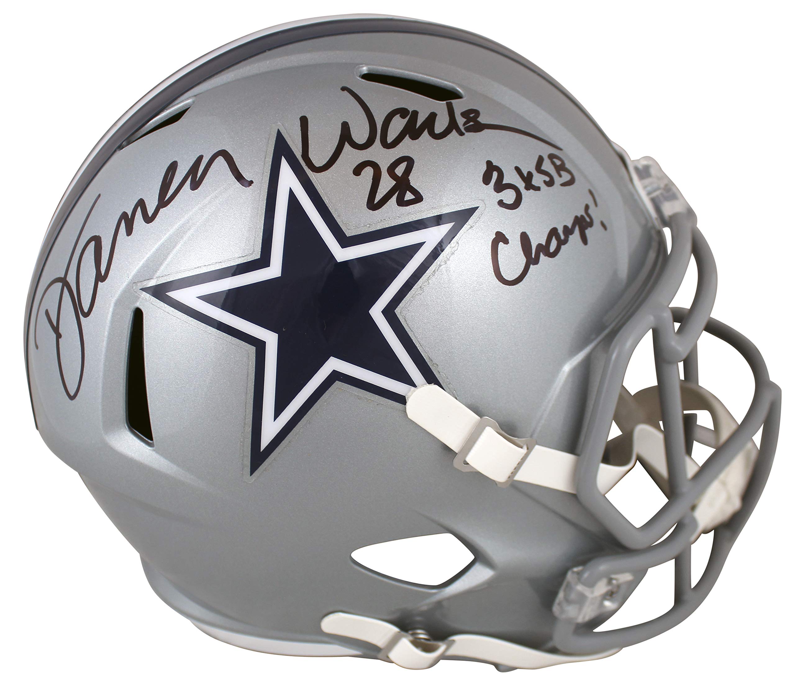 Cowboys Darren Woodson "3x SB Champ" Signed Full Size Speed Rep Helmet BAS Wit