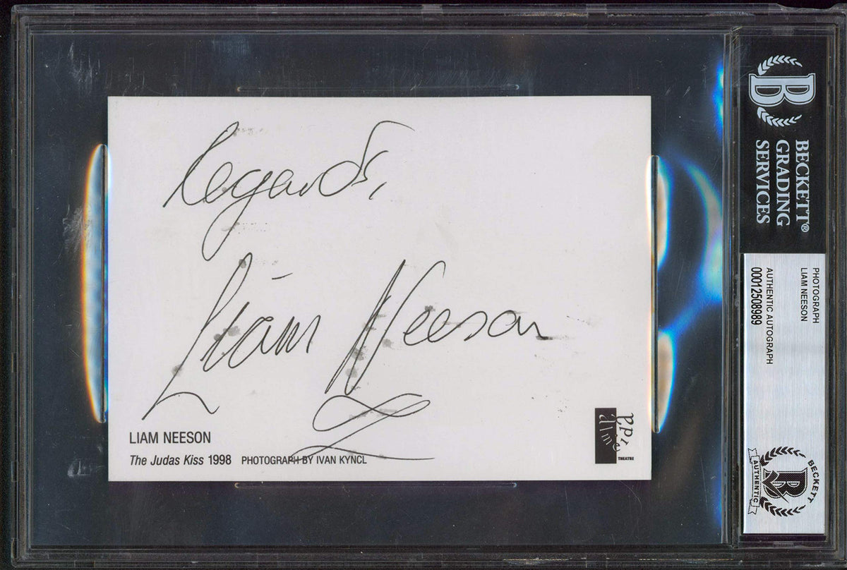 Liam Neeson The Judas Kiss Regards Authentic Signed 4x6 Photo BAS Slabbed