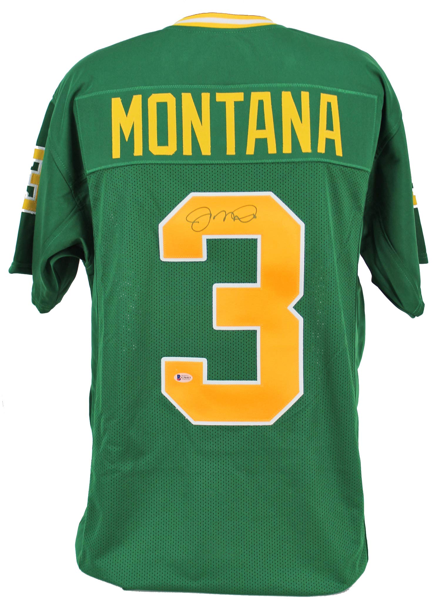 Notre Dame Joe Montana Authentic Signed Green Jersey BAS